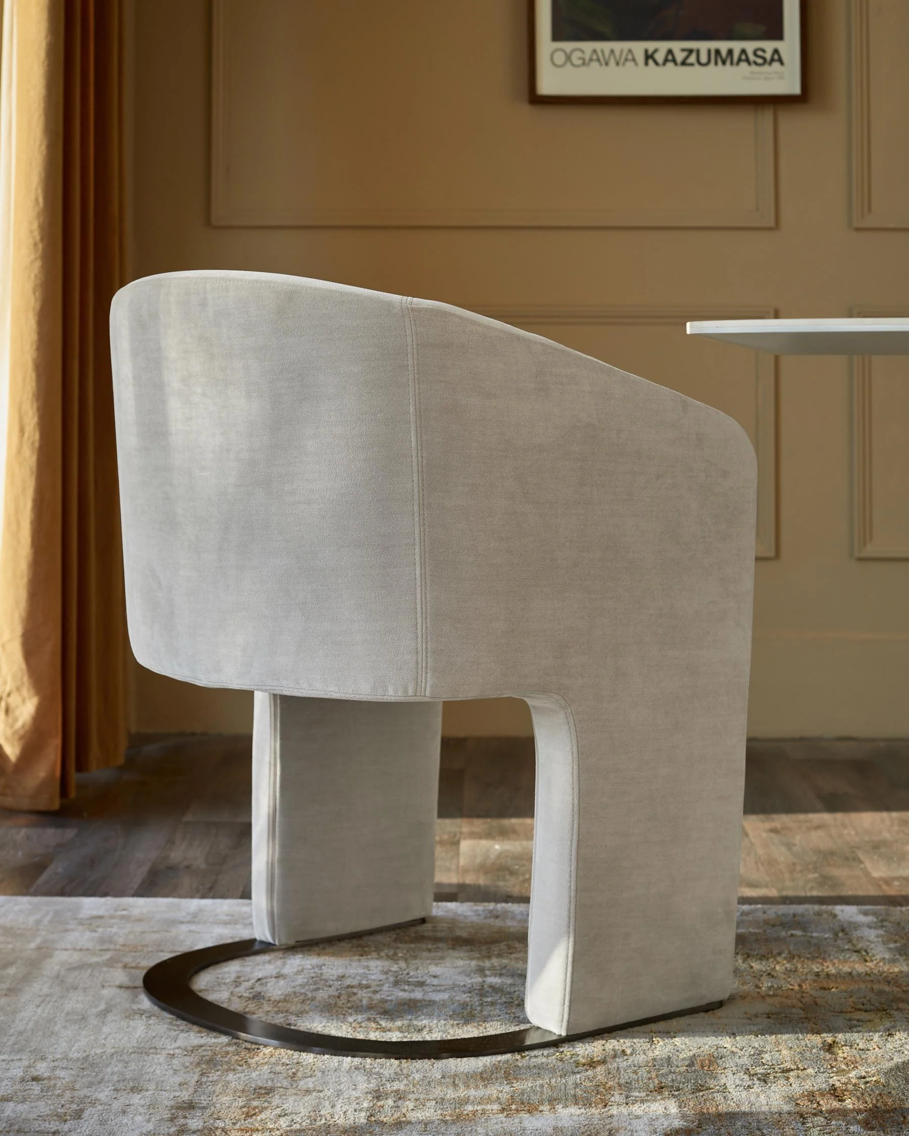 Leighton natural grey chenille dining chair - Image 2