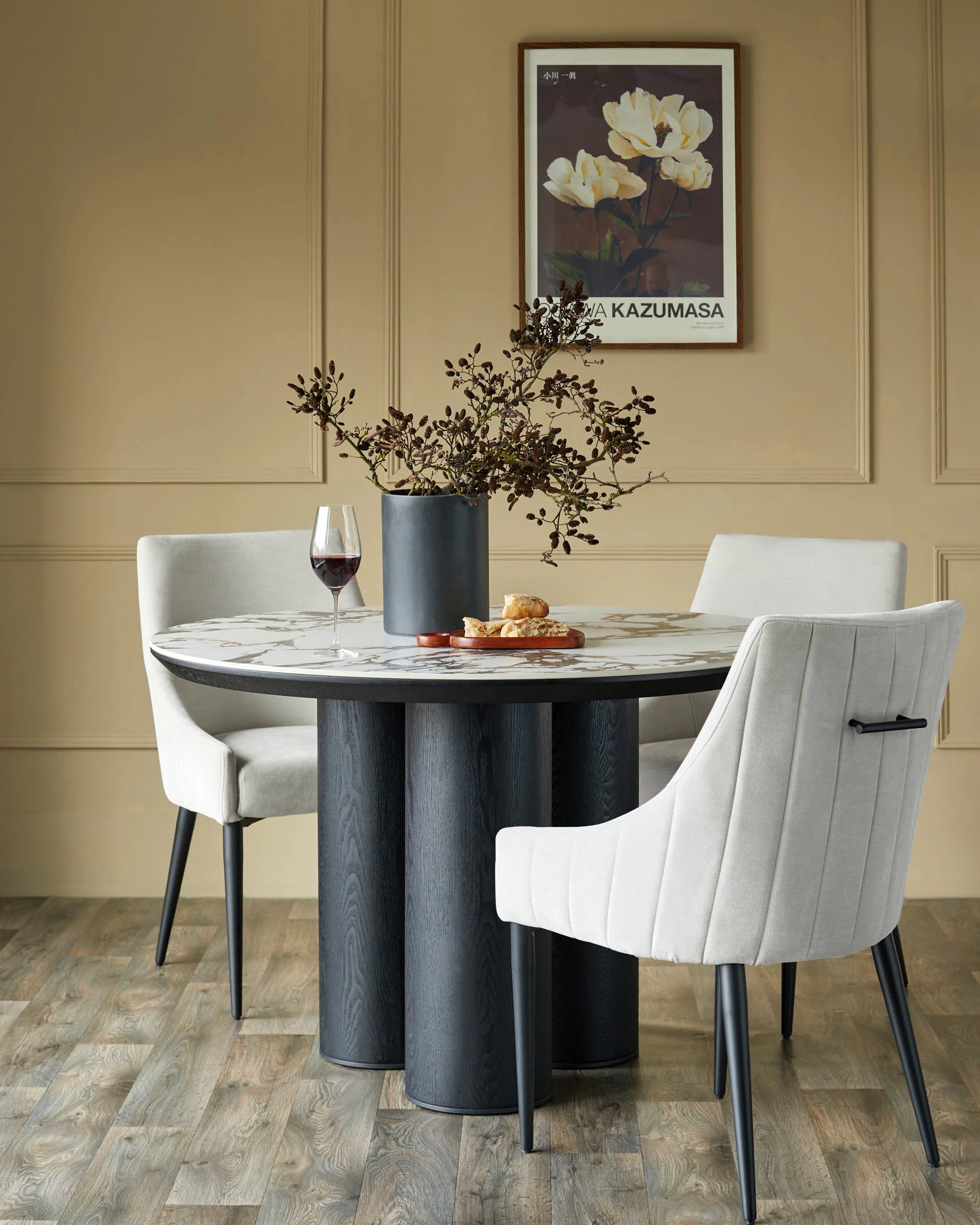 Lena white calacatta ceramic 4 seater dining table - Image 3