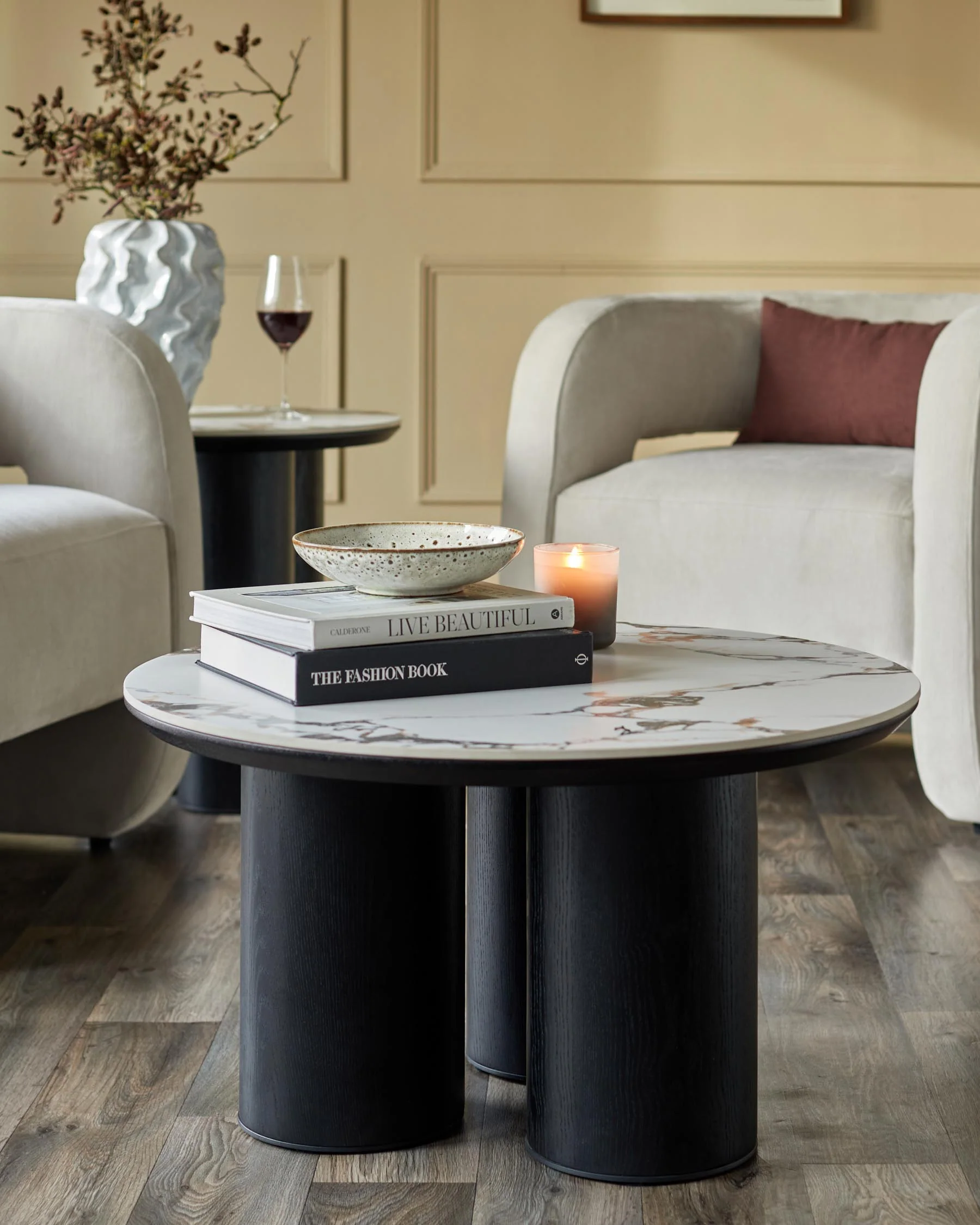 Lena white calacatta ceramic coffee table - Image 3