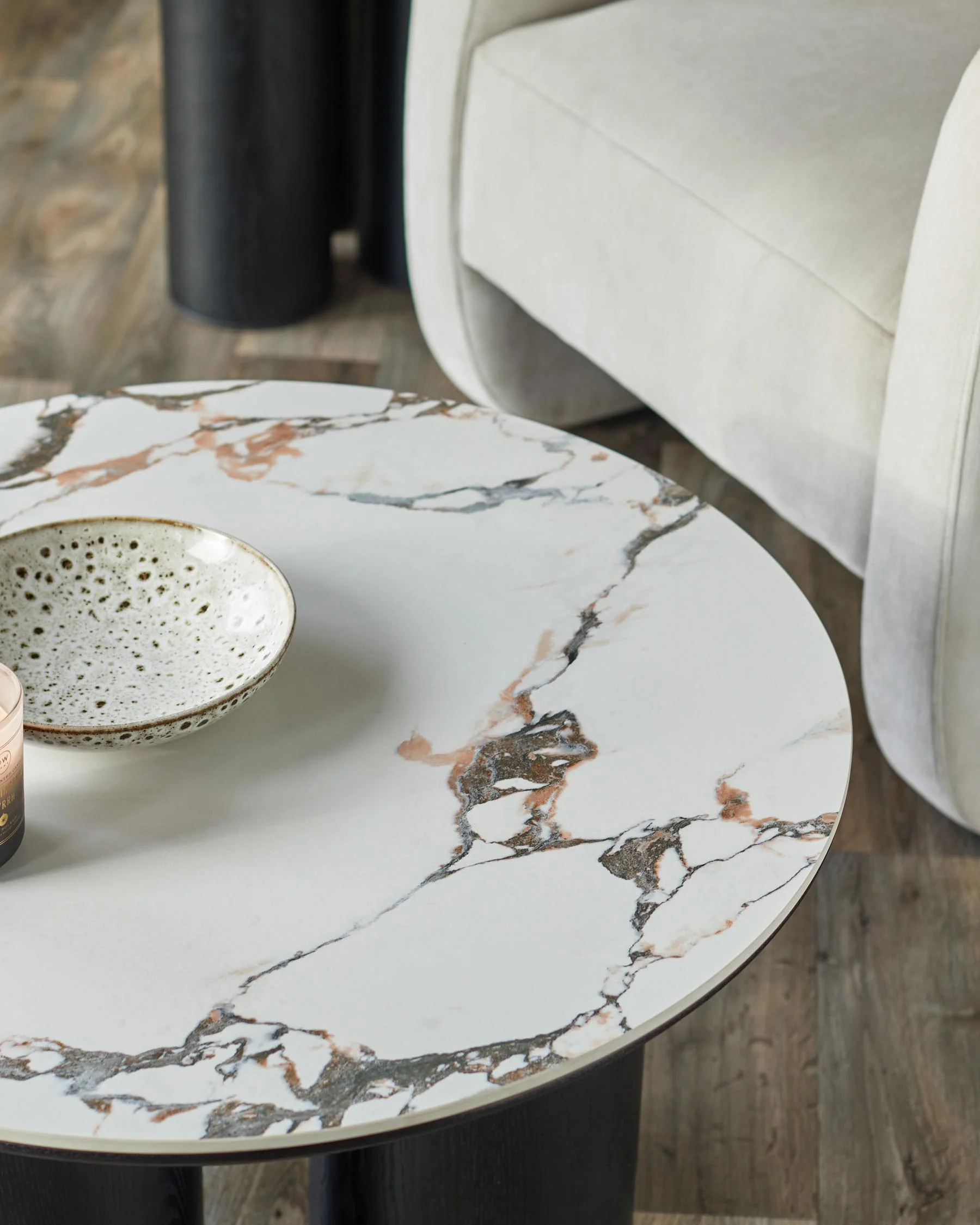 Lena white calacatta ceramic coffee table - Image 6