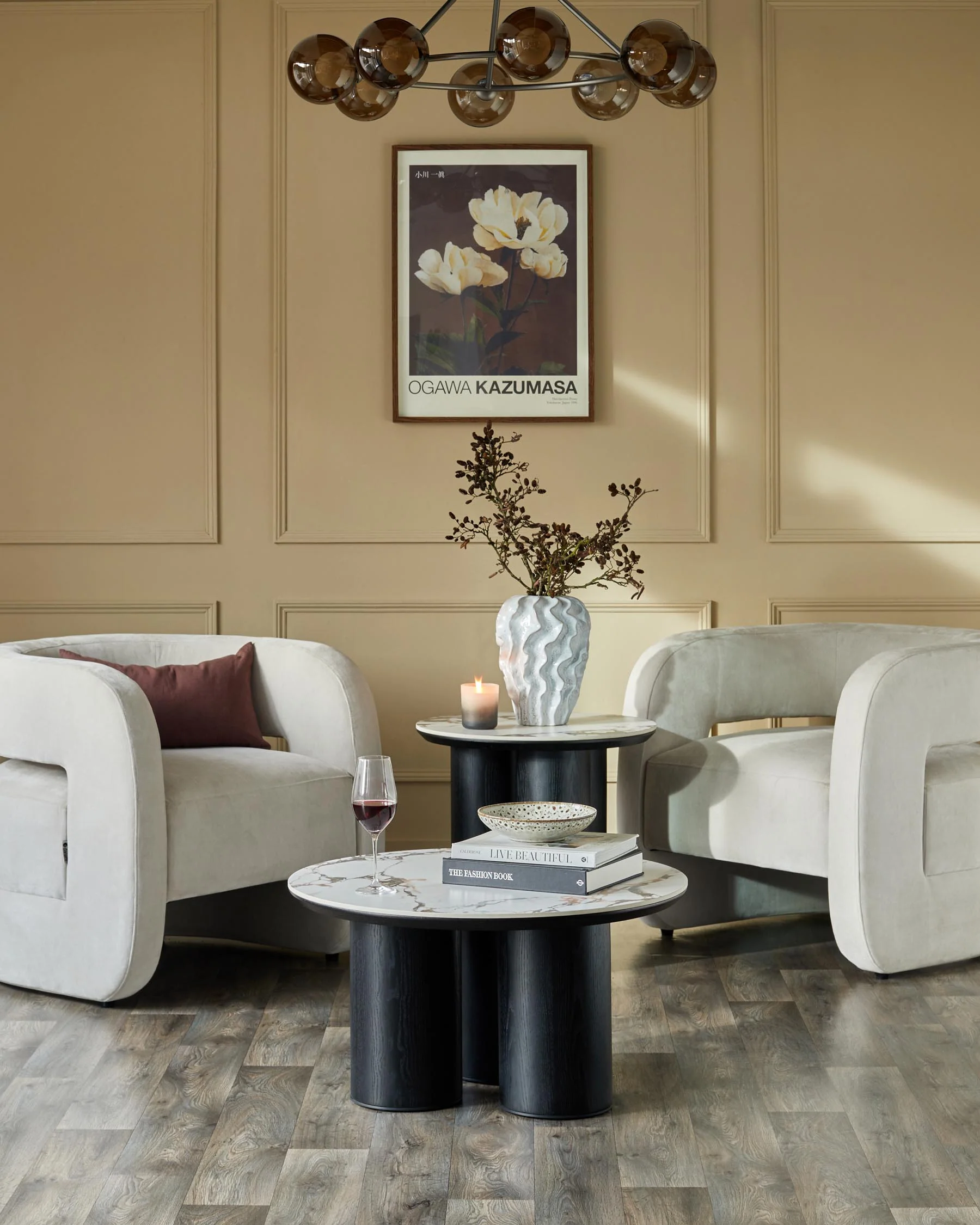 Lena white calacatta ceramic coffee table - Image 8
