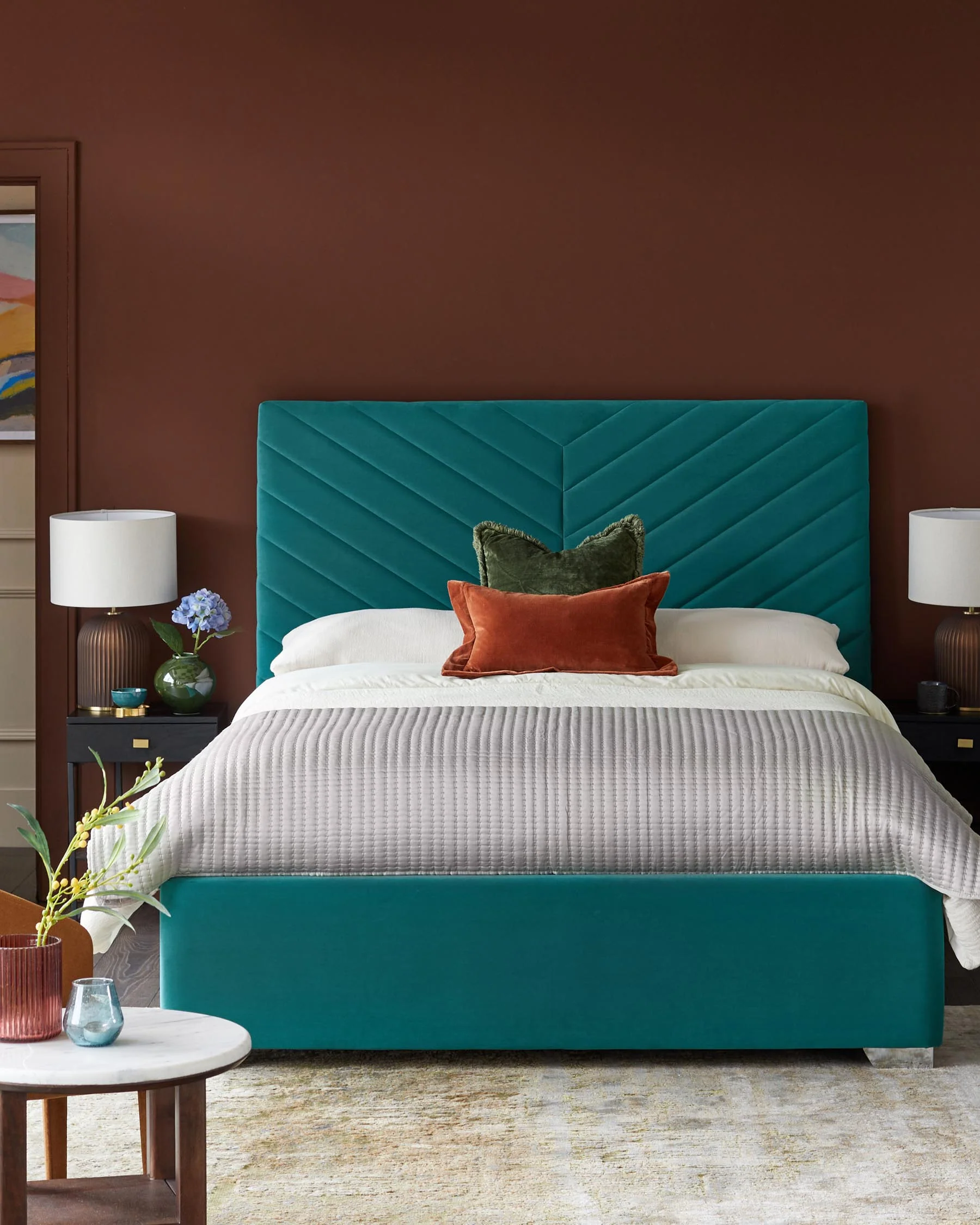 Leo Light Teal Velvet King Size Ottoman Storage Bed - Image 5