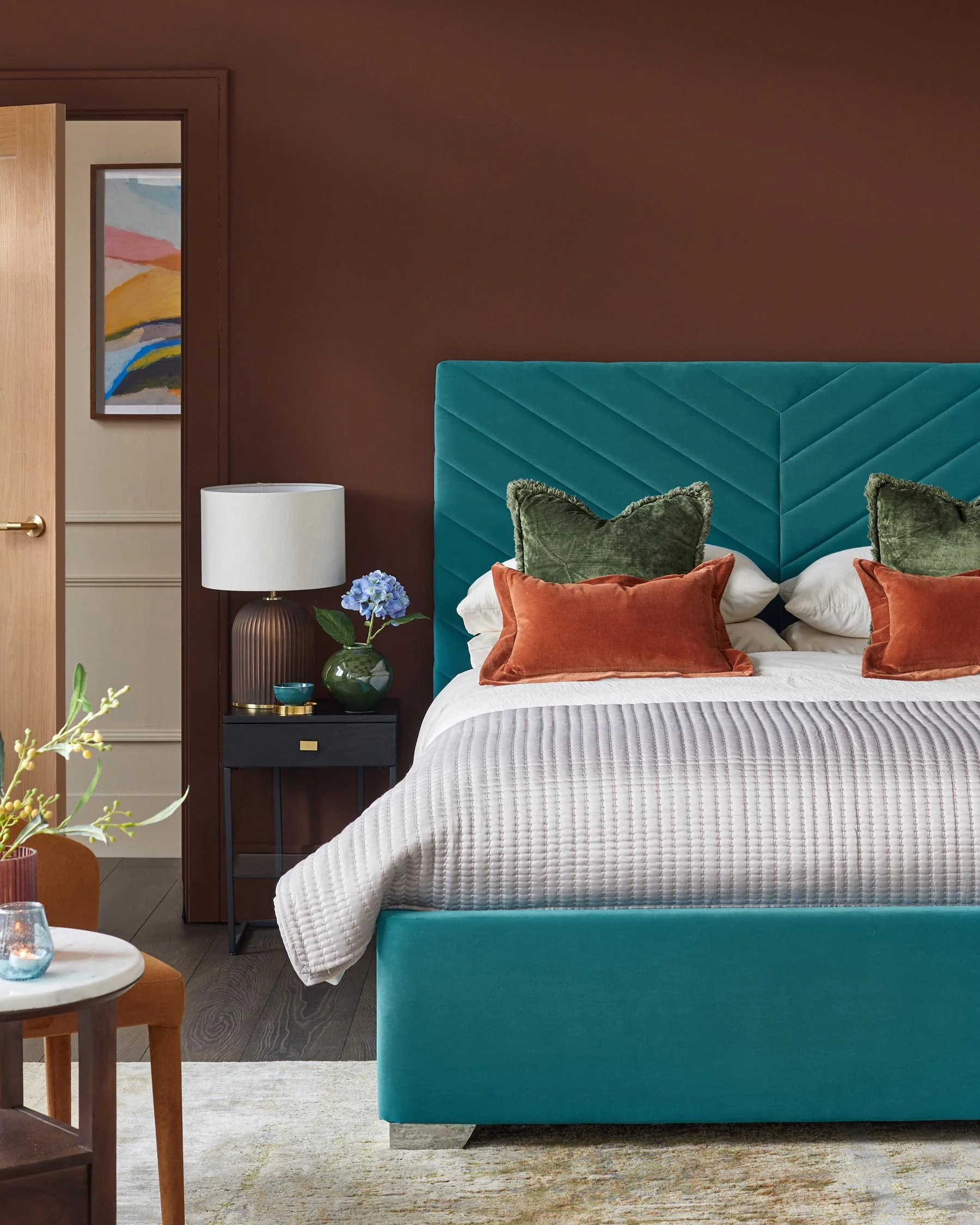 Leo Light Teal Velvet King Size Ottoman Storage Bed - Image 9