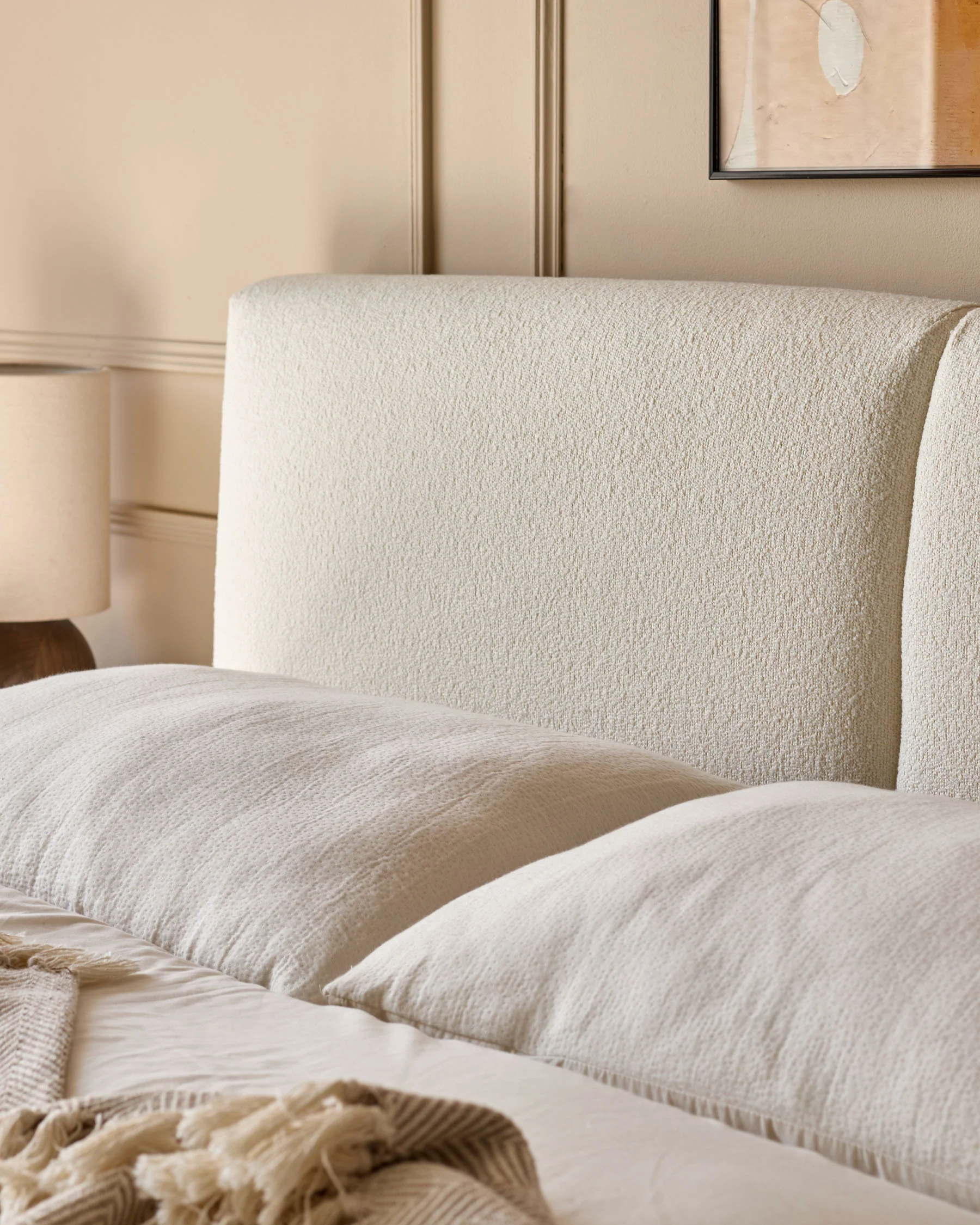 Leona ivory boucle double ottoman storage bed - Image 4