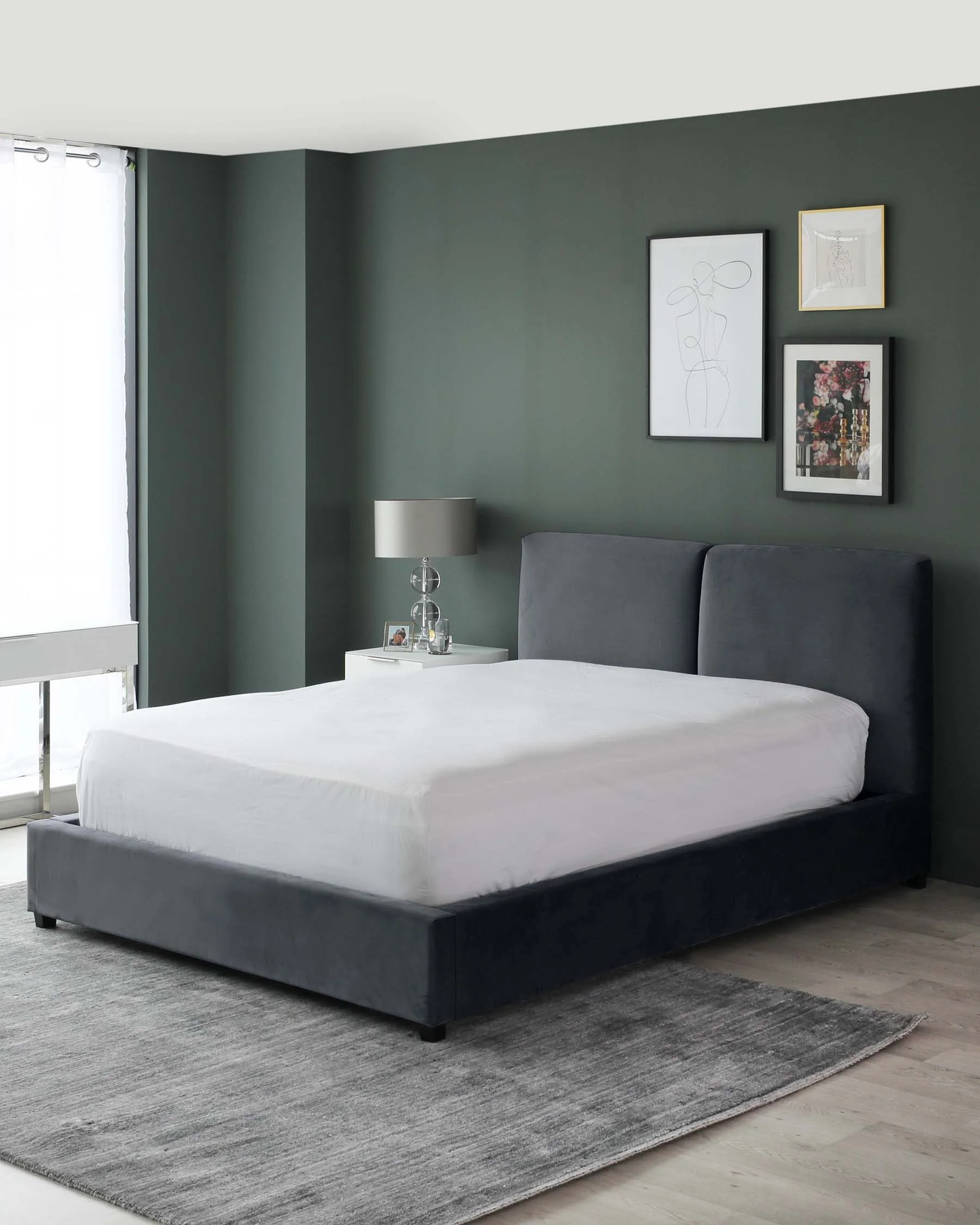 Leona Dark Grey Velvet King Size Ottoman Storage Bed - Image 8