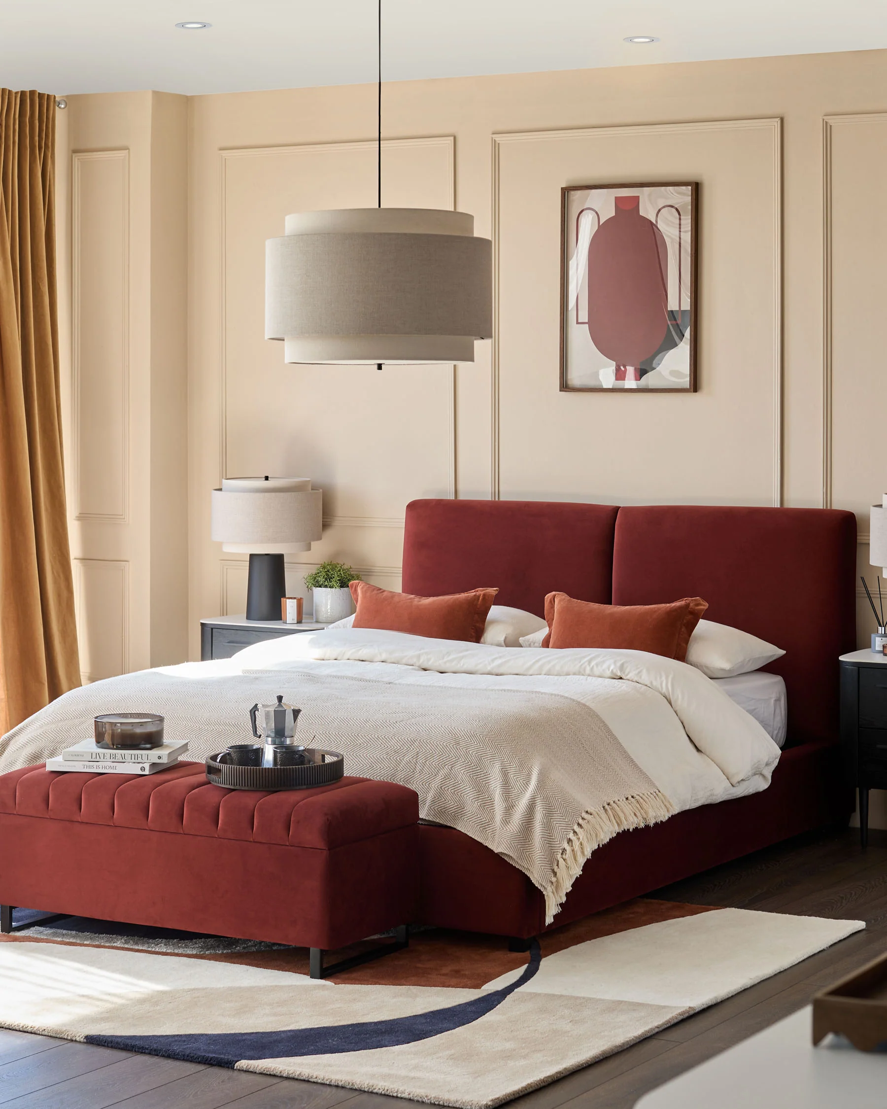 Leona toffee red velvet super king size ottoman bed - Image 5