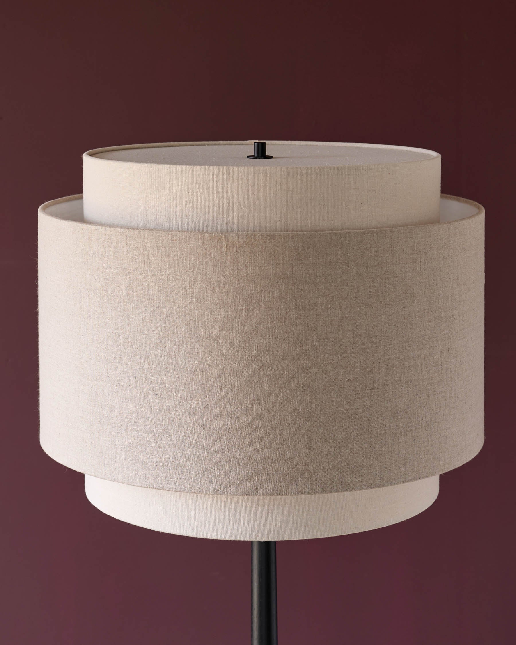 Leonie natural and mocha linen black wood floor lamp - Image 4