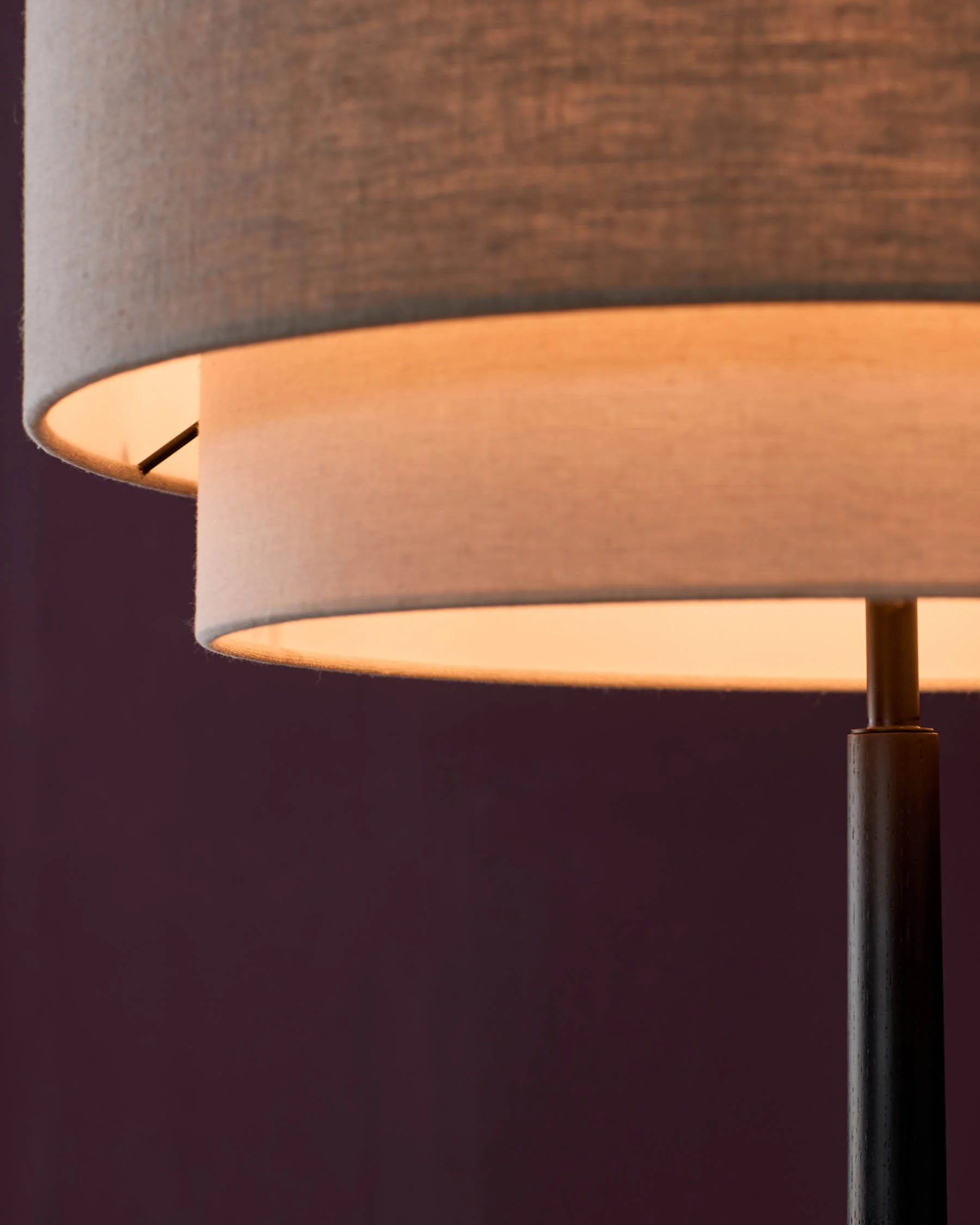 Leonie natural and mocha linen black wood floor lamp - Image 7