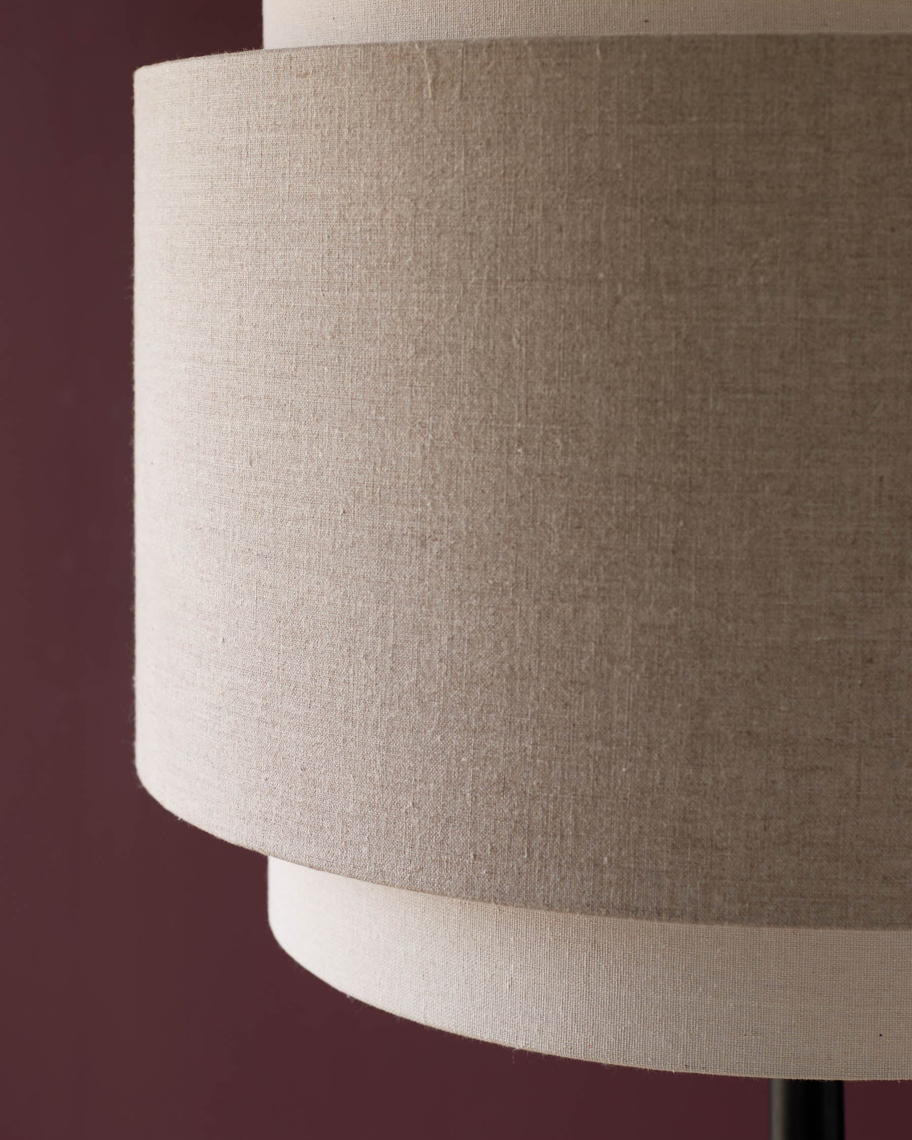 Leonie natural and mocha linen black wood floor lamp - Image 8
