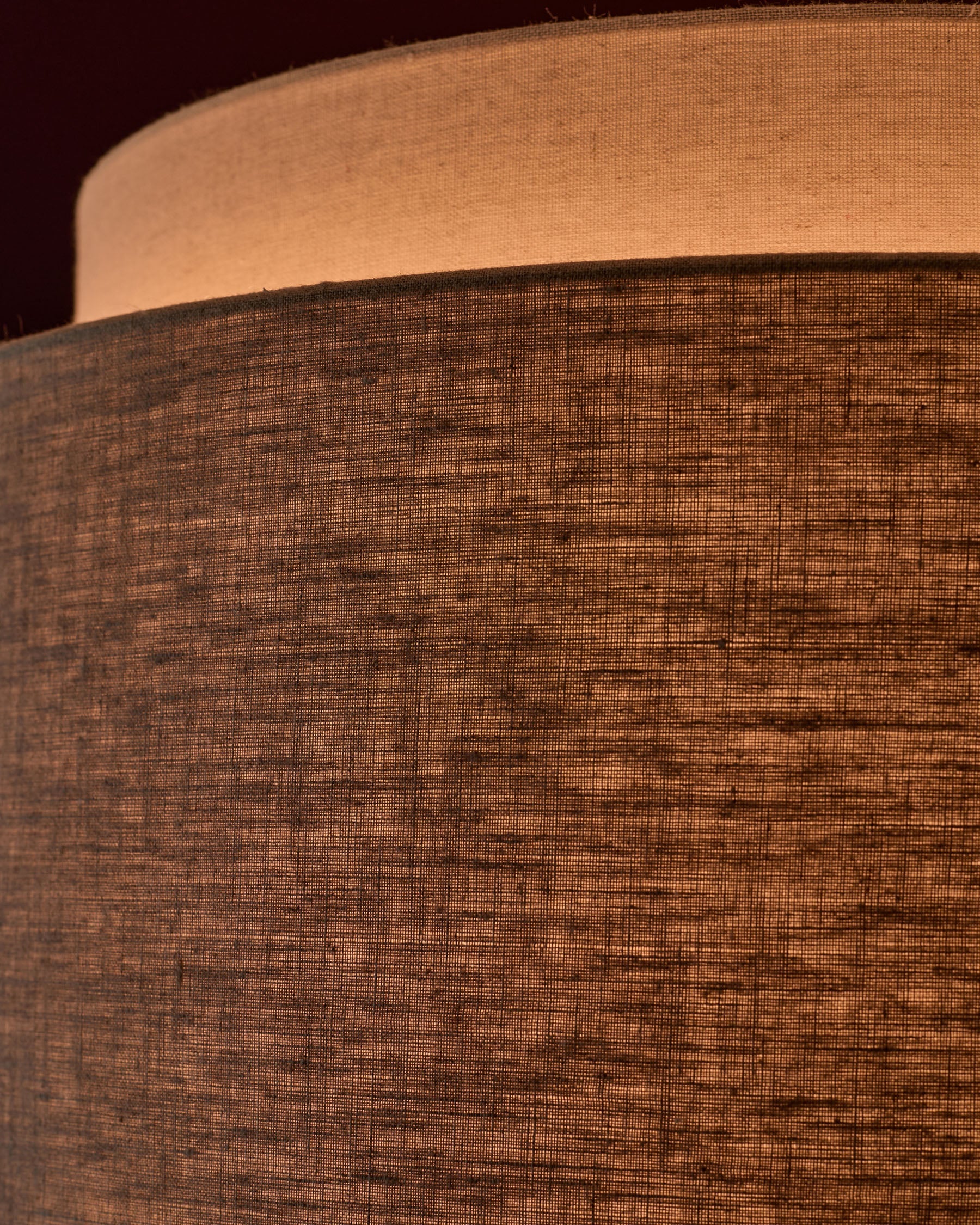 Leonie natural and mocha linen large round pendant - Image 13