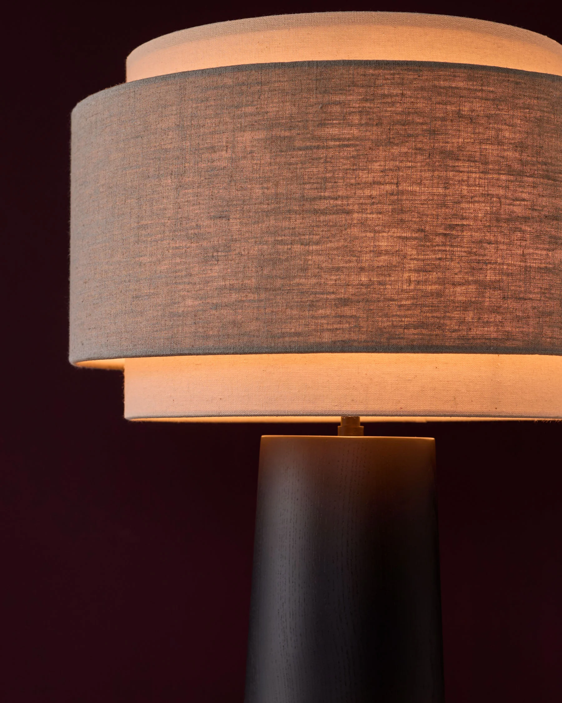 Leonie natural and mocha linen dark wood table lamp - Image 12
