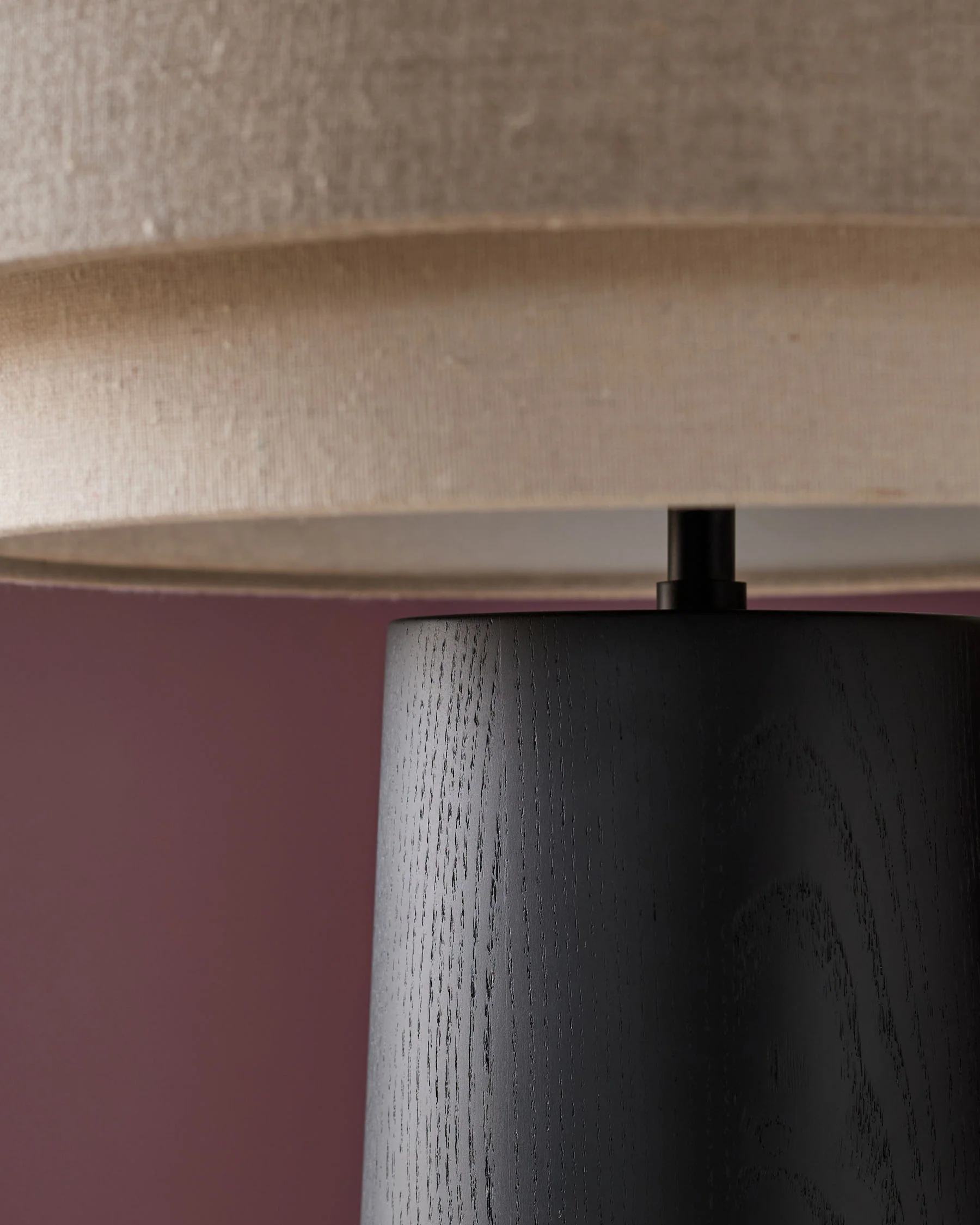 Leonie natural and mocha linen dark wood table lamp - Image 6