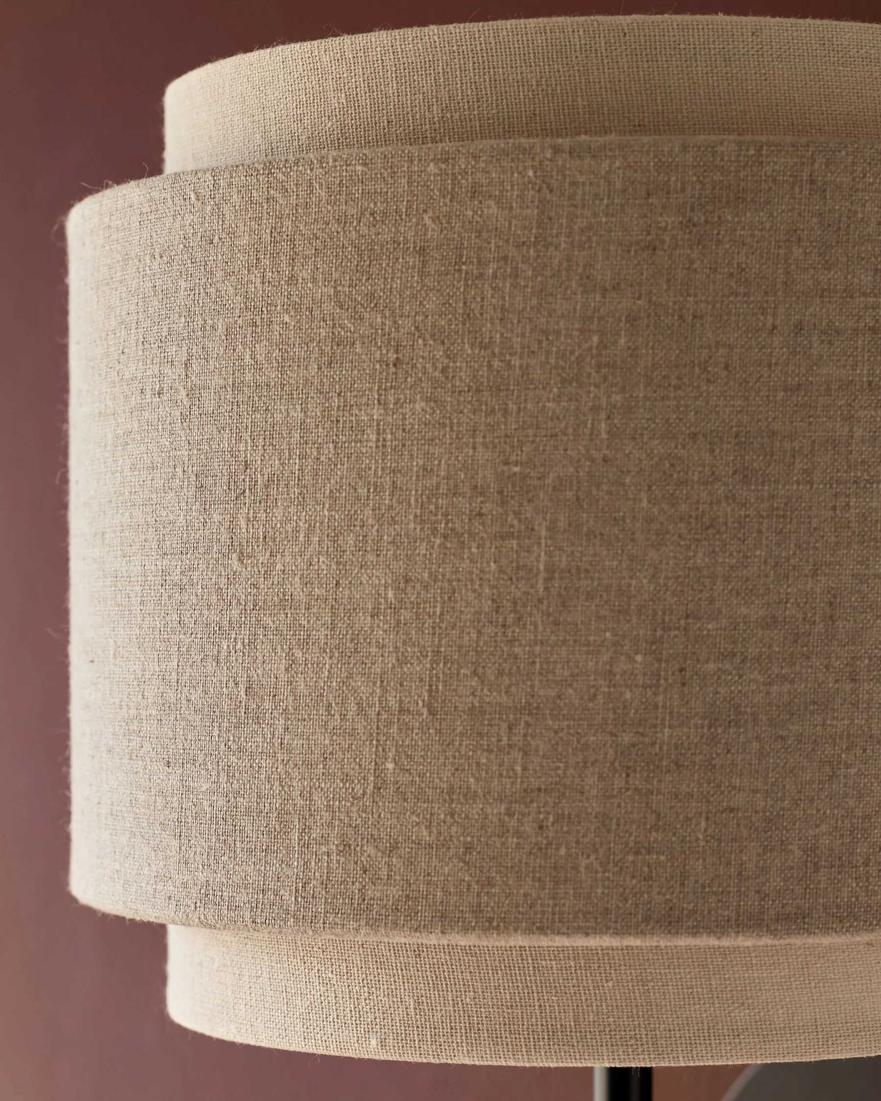 Leonie natural and mocha linen dark wood wall light - Image 6