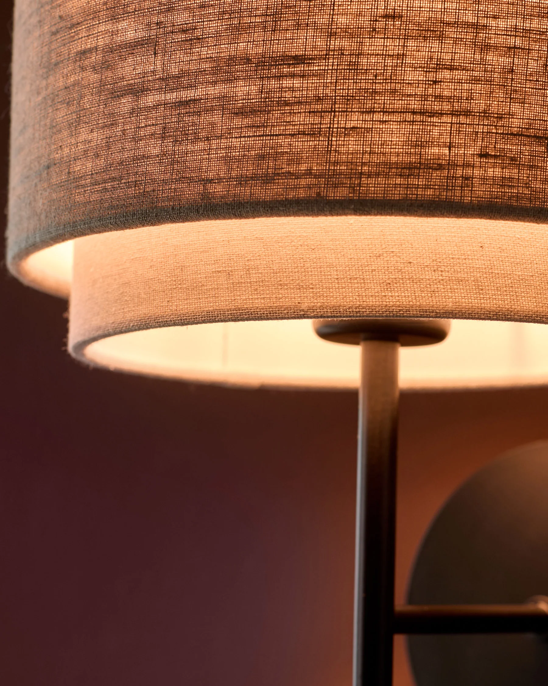 Leonie natural and mocha linen dark wood wall light - Image 7