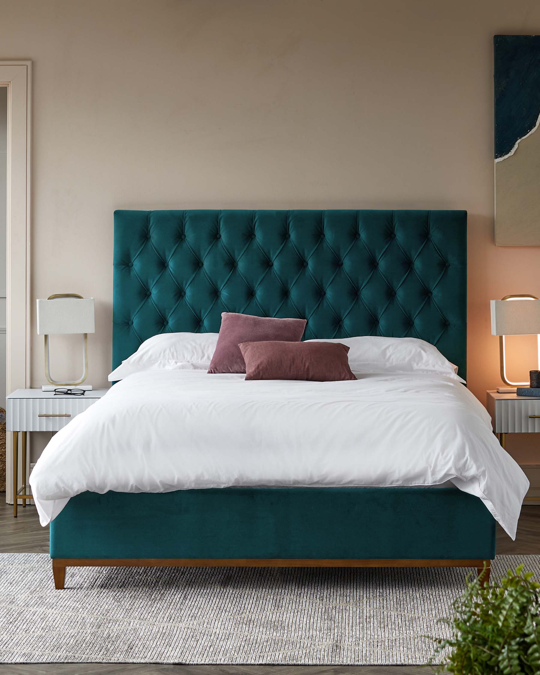 Libby Teal Velvet King Size Bed With Storage - Image 3