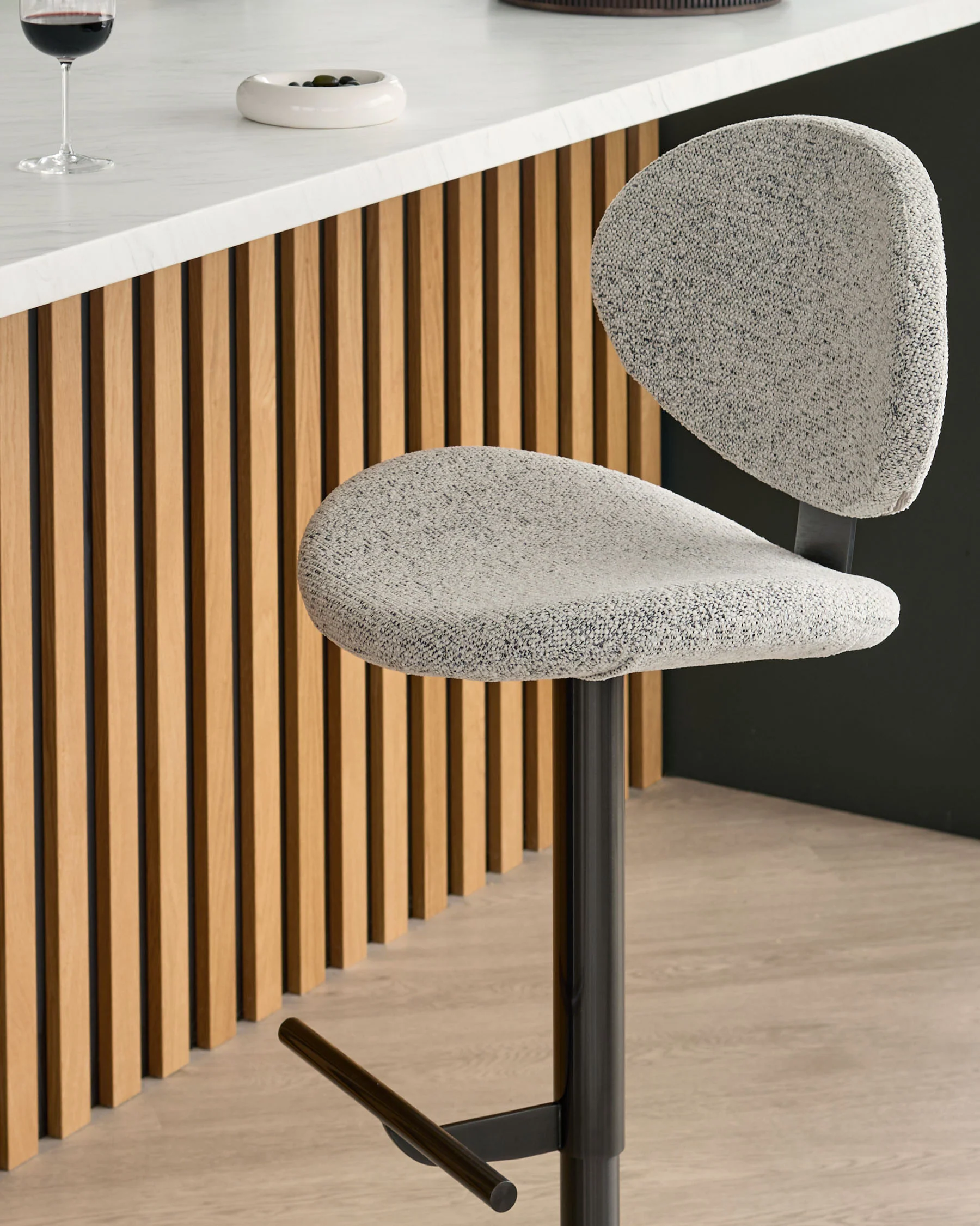 Lilah grey fabric gas lift bar stool - Image 9