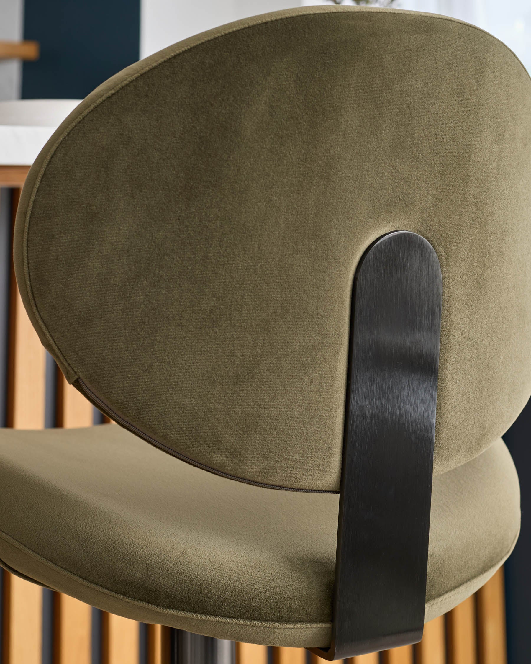 Lilah olive green velvet gas lift bar stool - Image 11