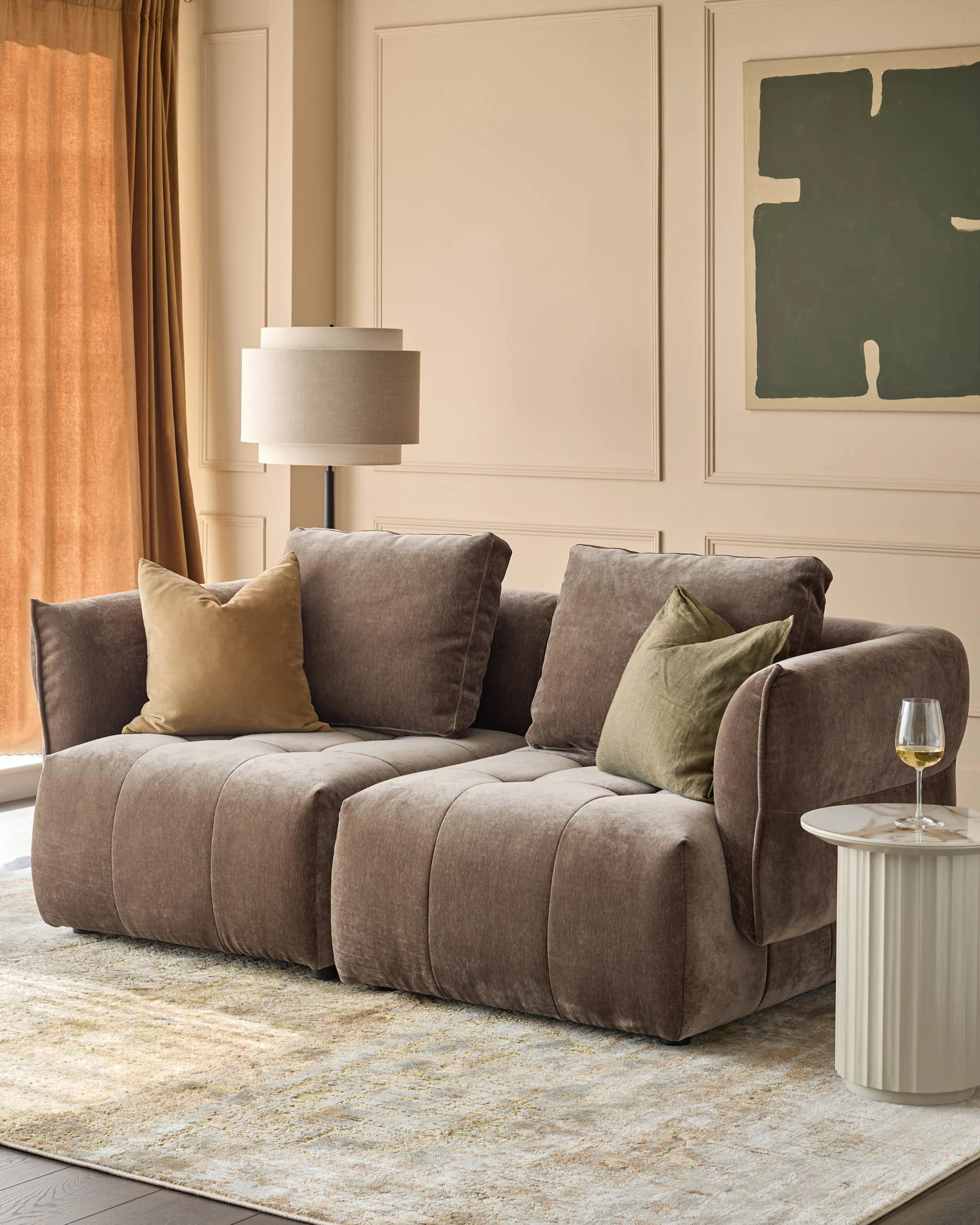 Lillian mocha fabric 2 seater sofa - Image 2