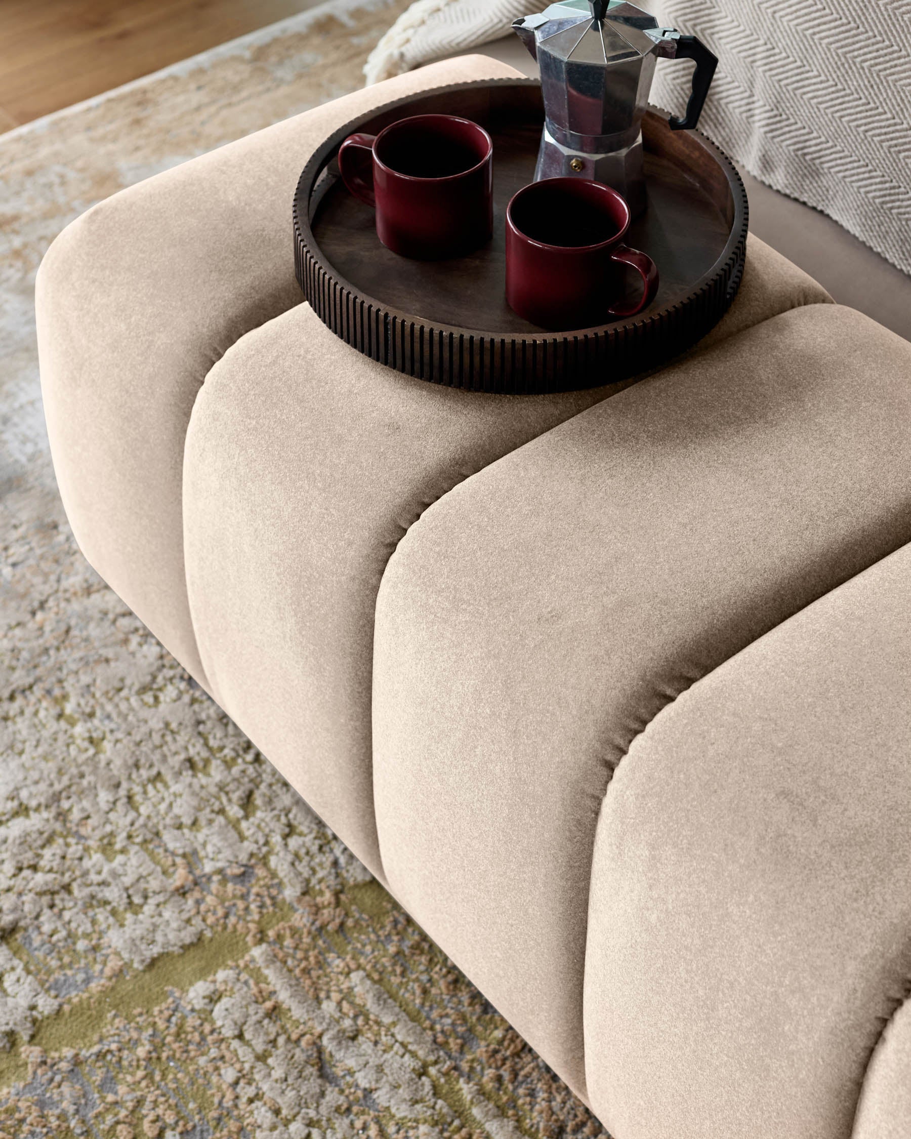 Lillian cream plush fabric bench - Image 4