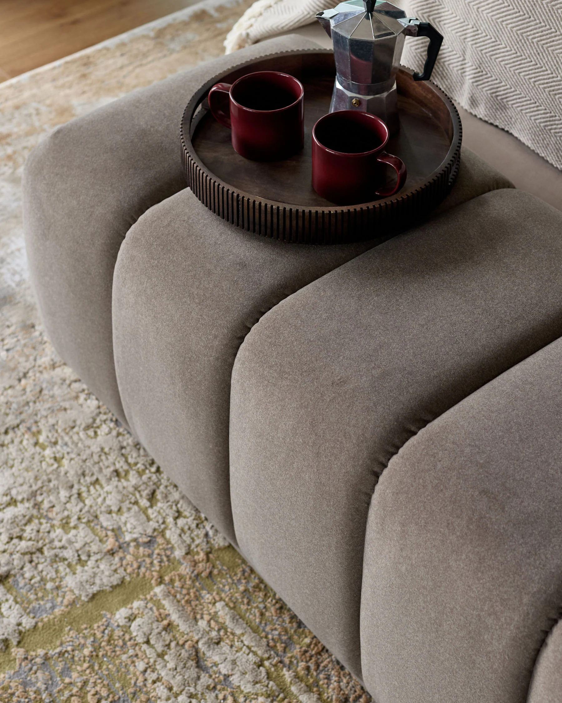Lillian mocha plush fabric bench - Image 4