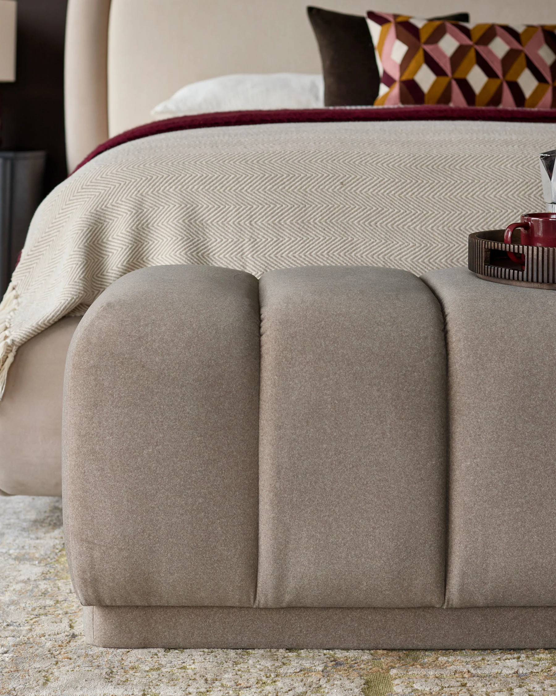 Lillian mocha plush fabric bench - Image 8