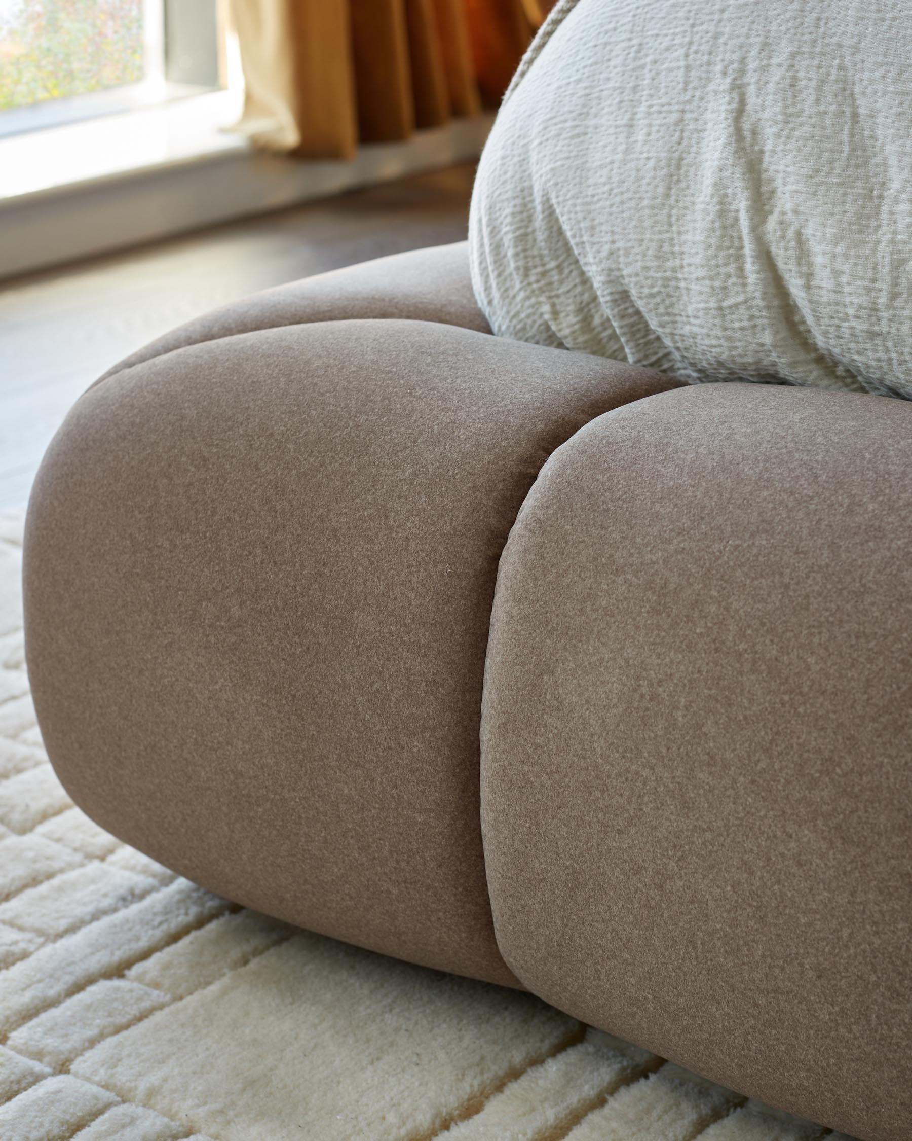 Lillian mocha plush fabric double ottoman storage bed - Image 6