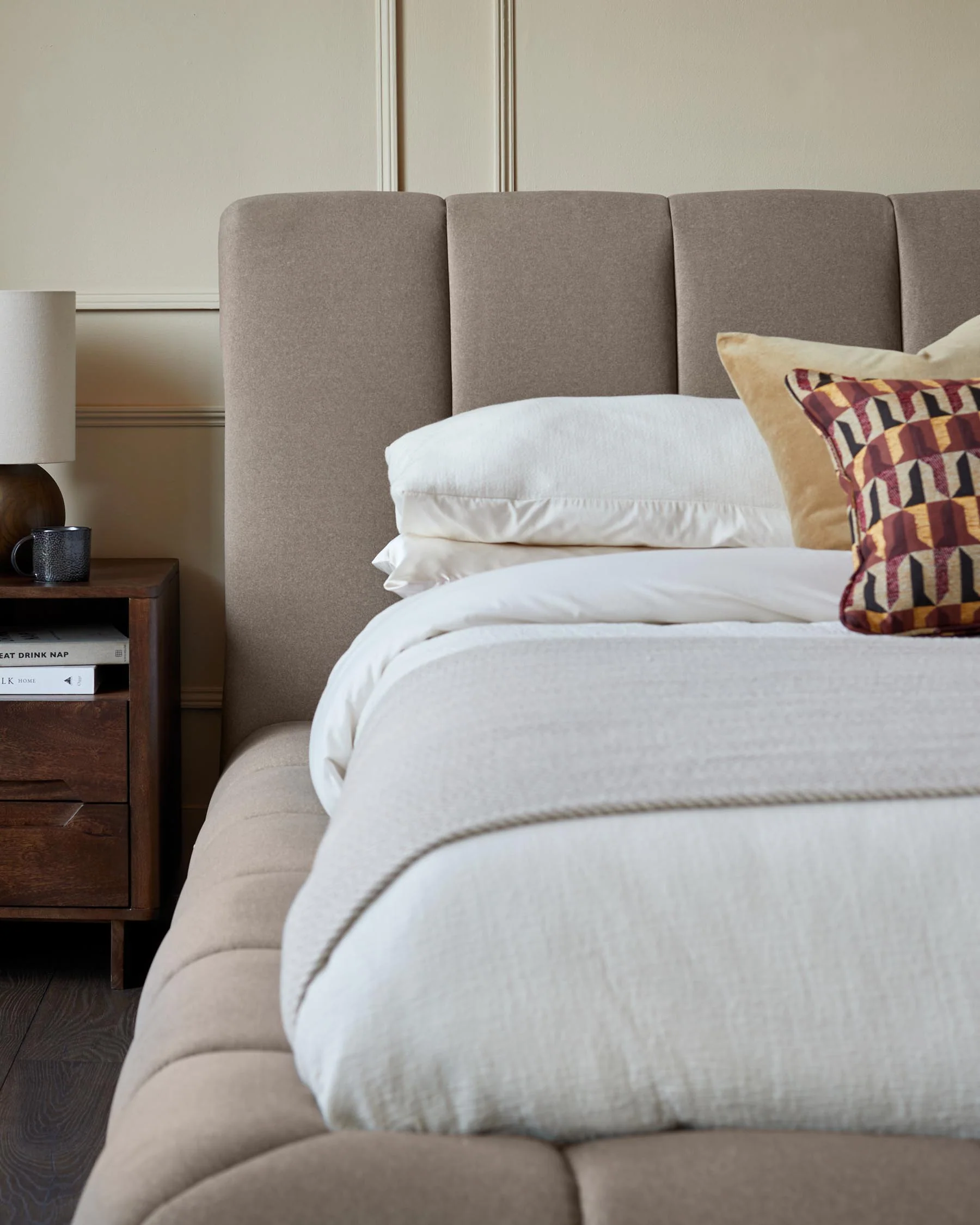 Lillian mocha plush fabric double ottoman storage bed - Image 9