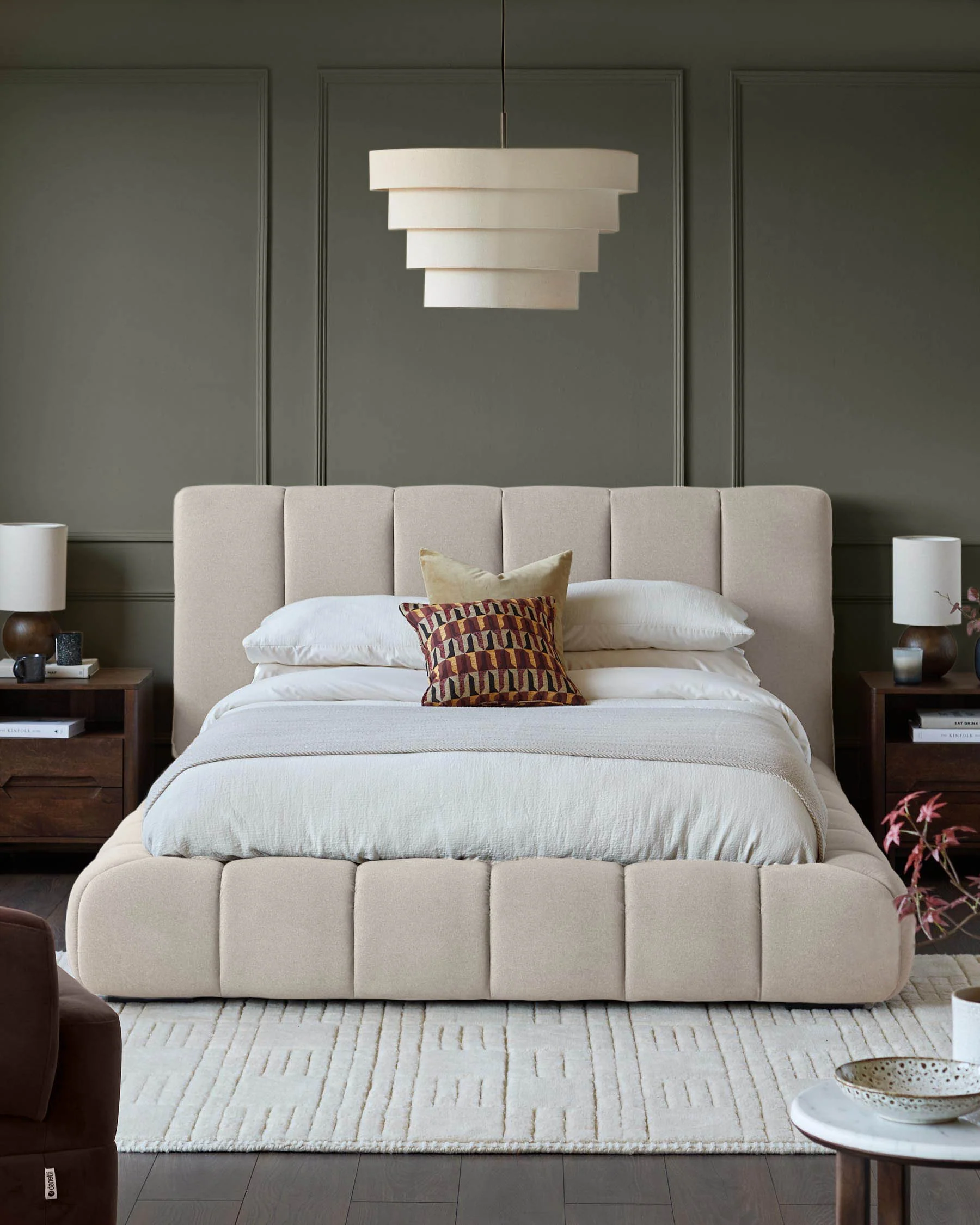 Lillian cream plush fabric king size ottoman storage bed - Image 4