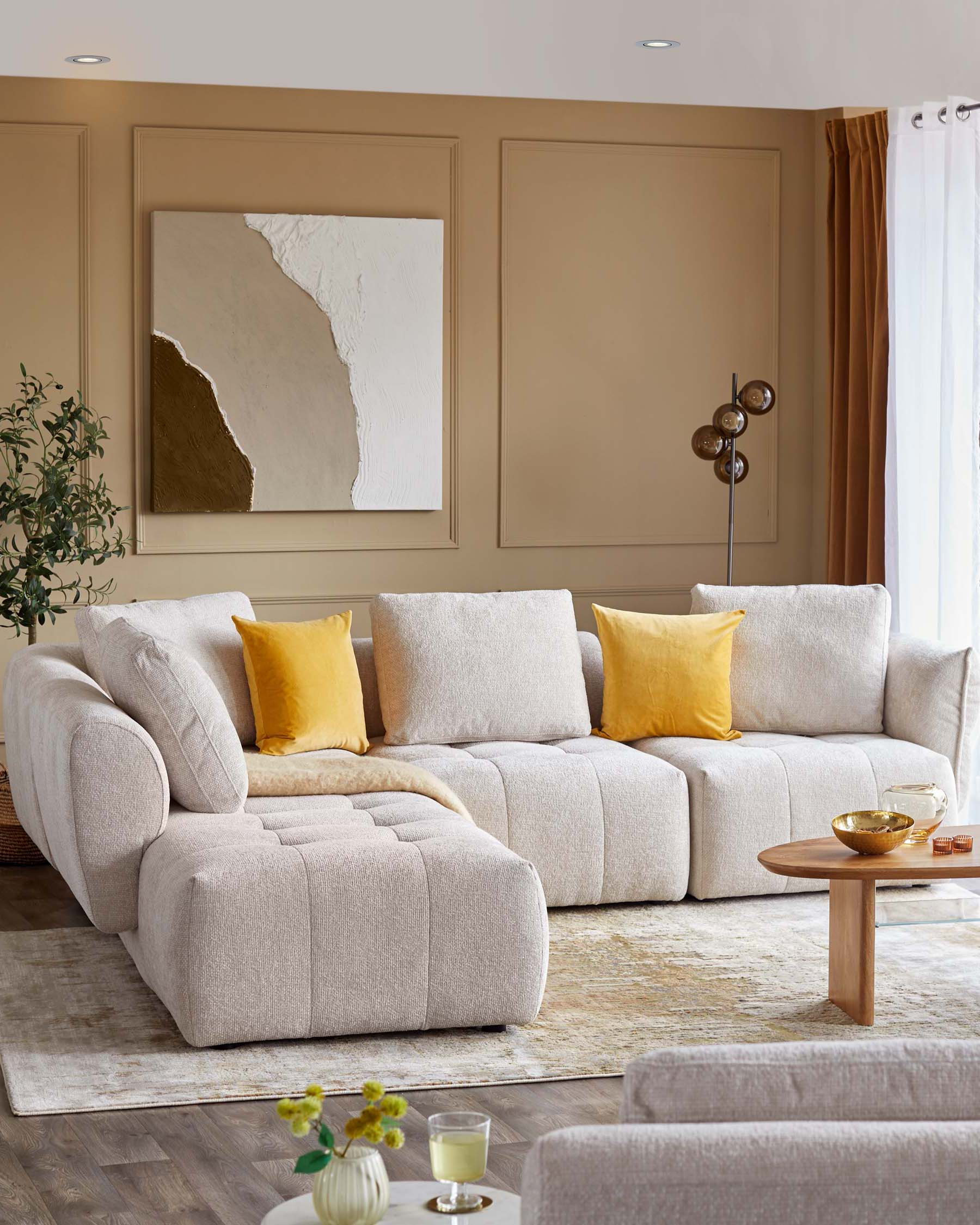 Lillian natural weave left hand corner chaise sofa - Image 4