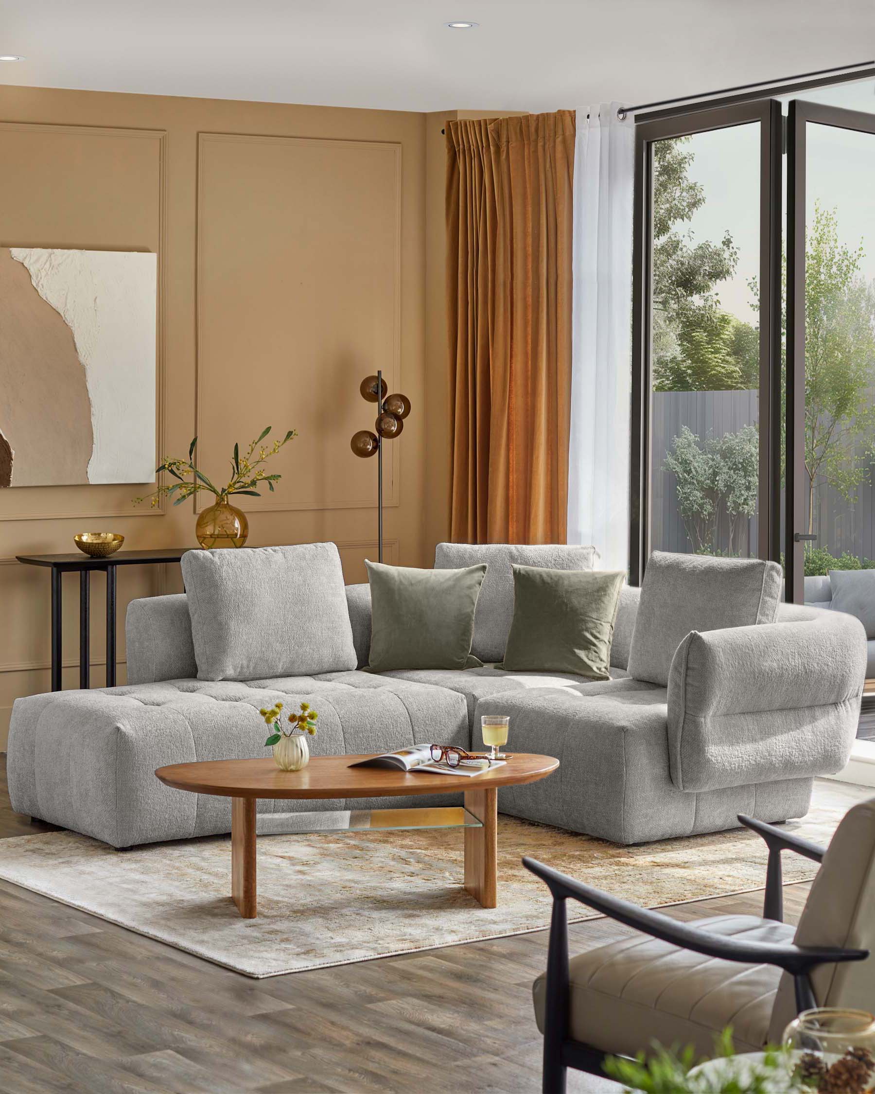 Lillian light grey fabric left hand small corner chaise sofa - Image 2