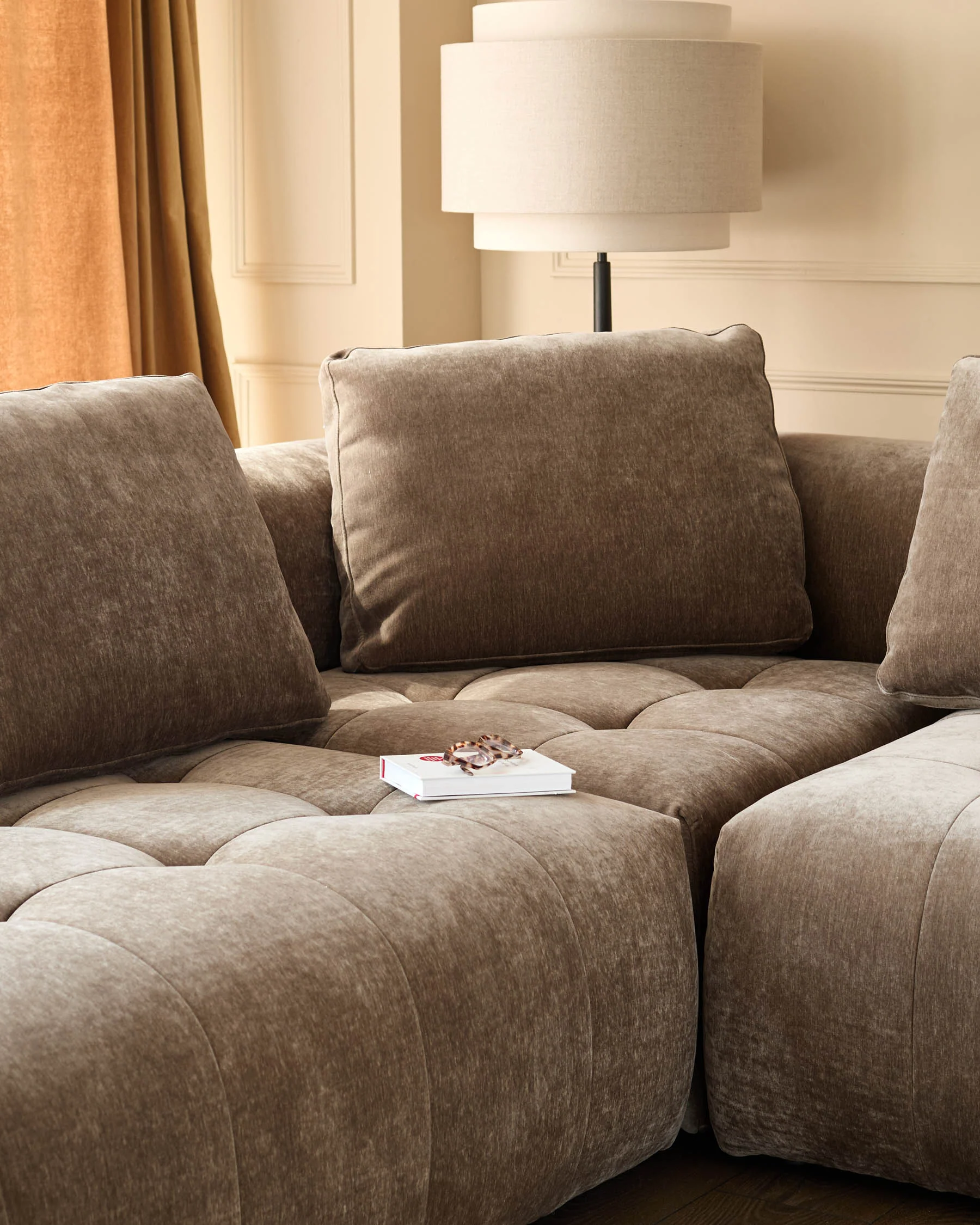 Lillian mocha fabric left hand small corner chaise sofa - Image 5