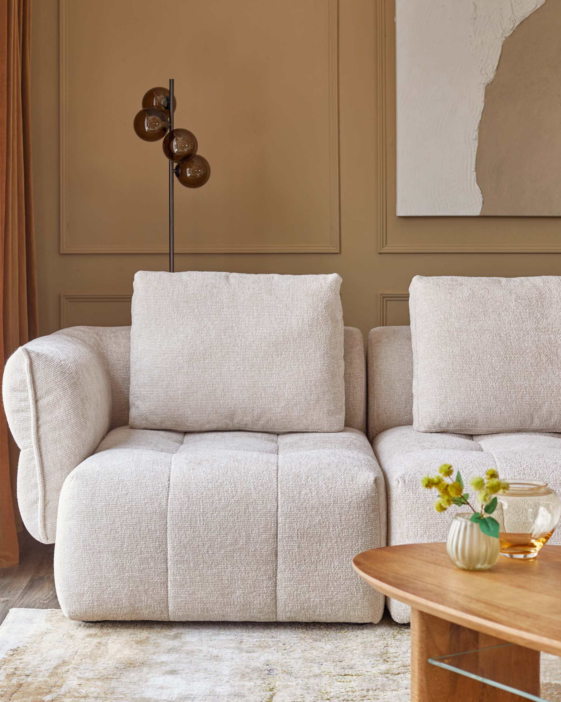 Lillian natural weave right hand corner chaise sofa - Image 3