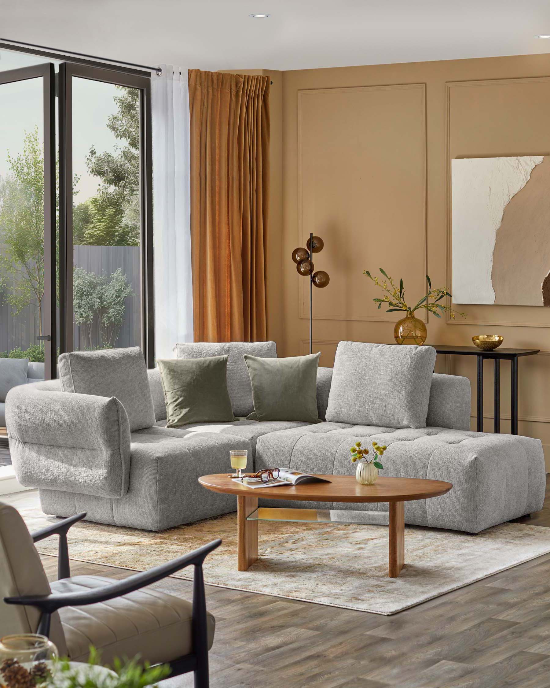 Lillian light grey fabric right hand small corner chaise sofa - Image 2
