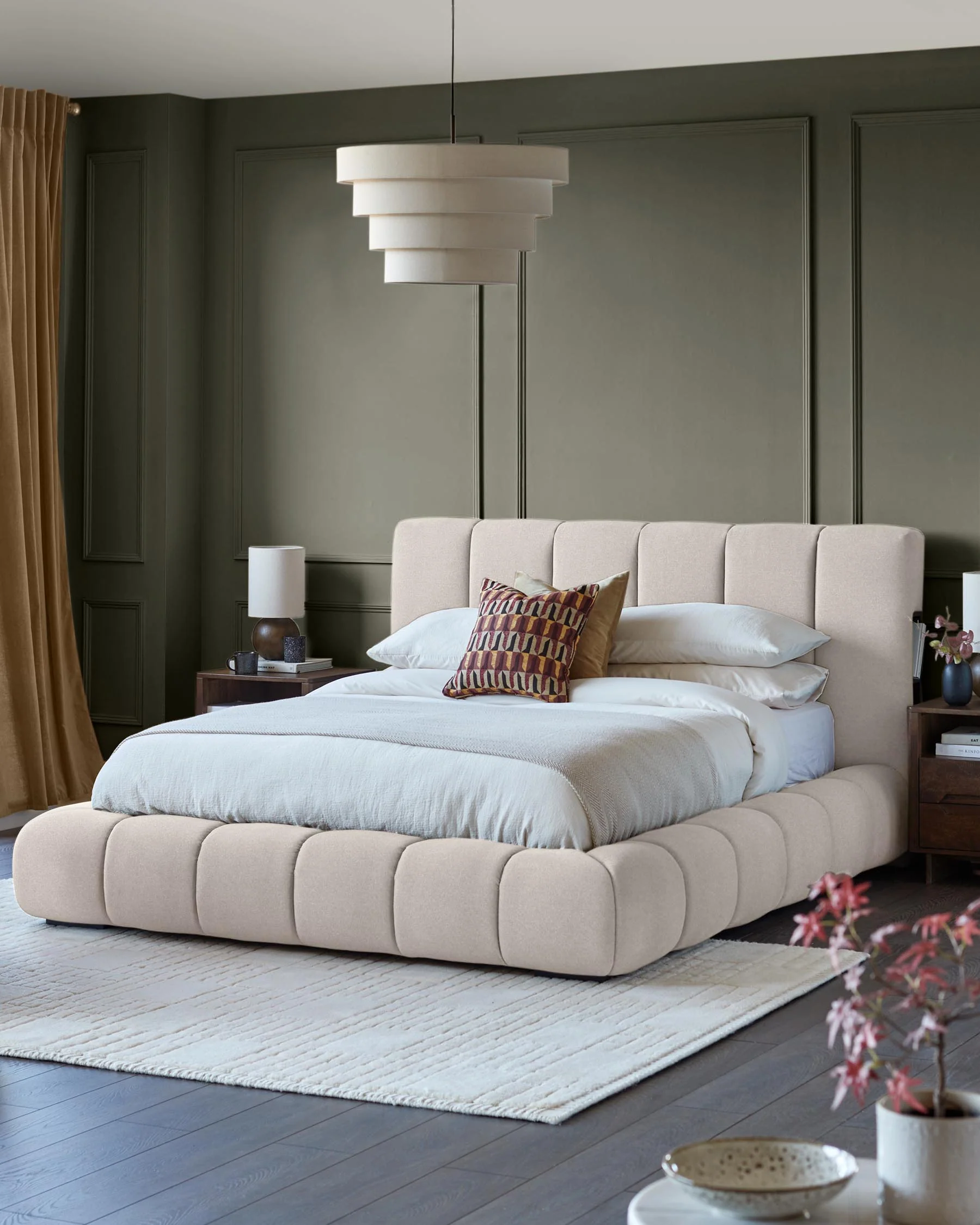 Lillian cream plush fabric super king size ottoman storage bed - Image 2