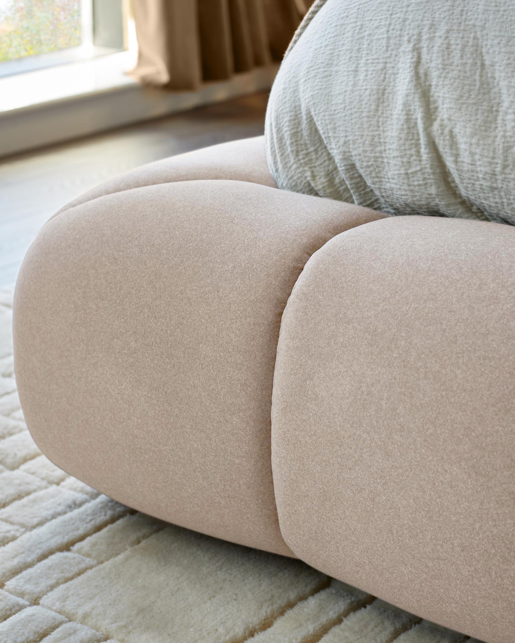 Lillian cream plush fabric super king size ottoman storage bed - Image 6