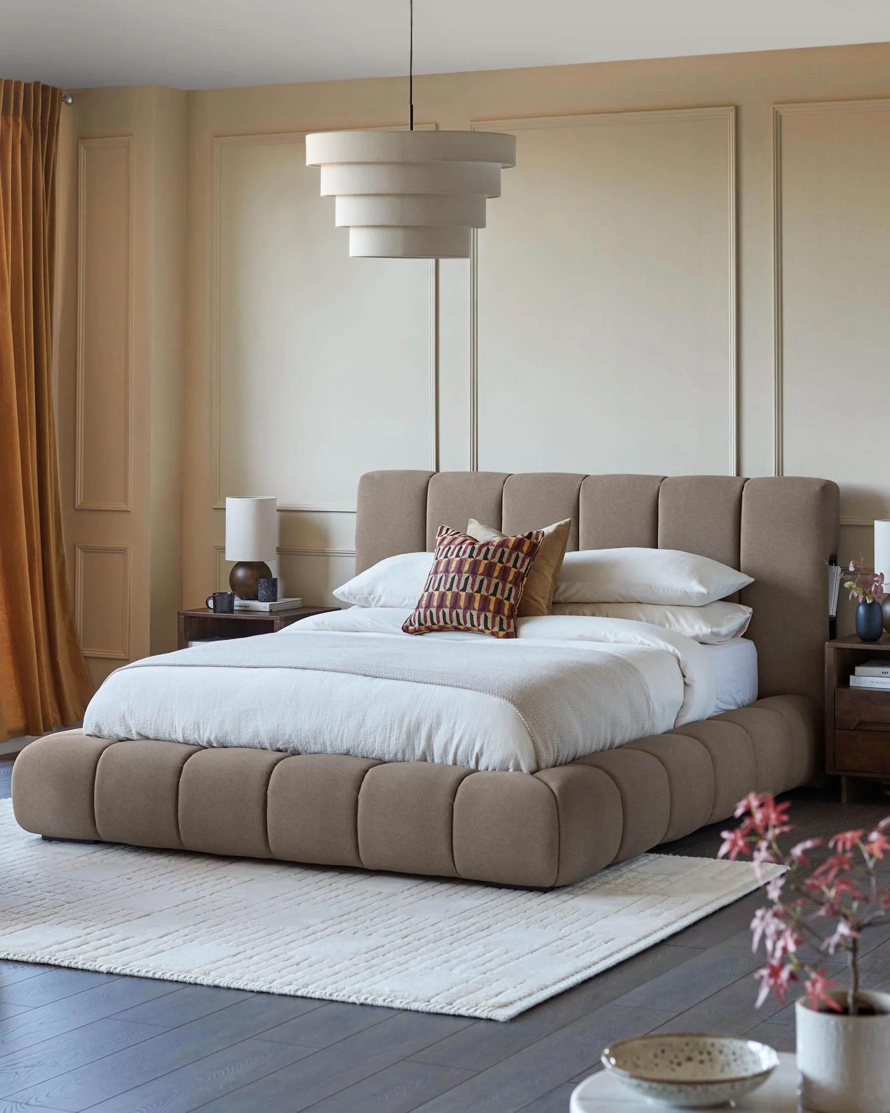 Lillian mocha fabric super king ottoman storage bed - Image 5