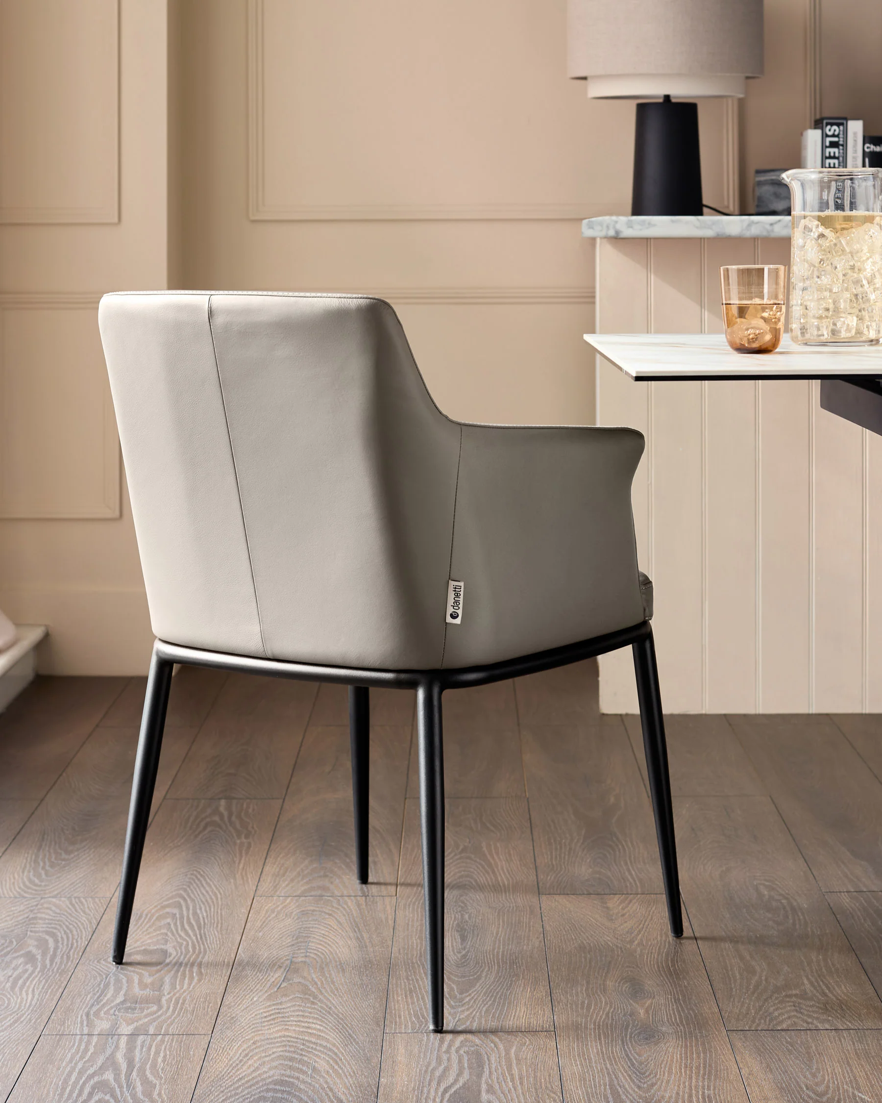 Logan light grey leather dining chair - Image 3