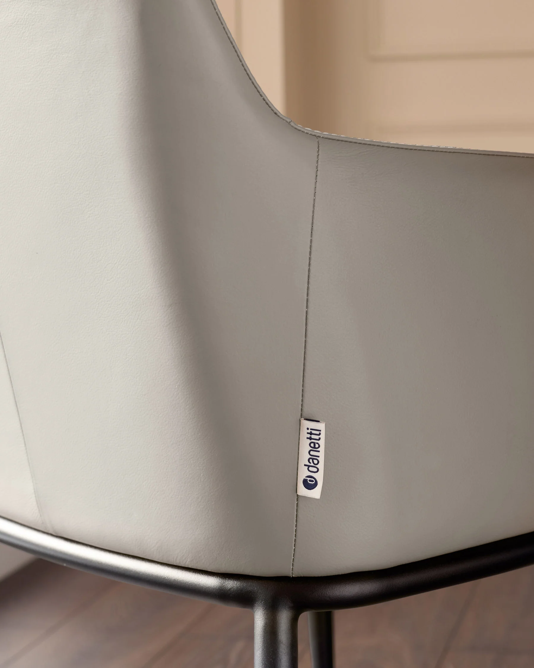 Logan light grey leather dining chair - Image 5
