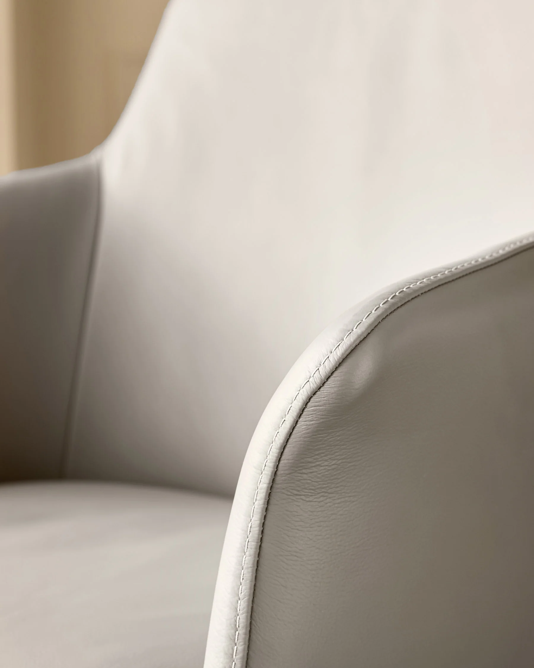 Logan light grey leather dining chair - Image 6