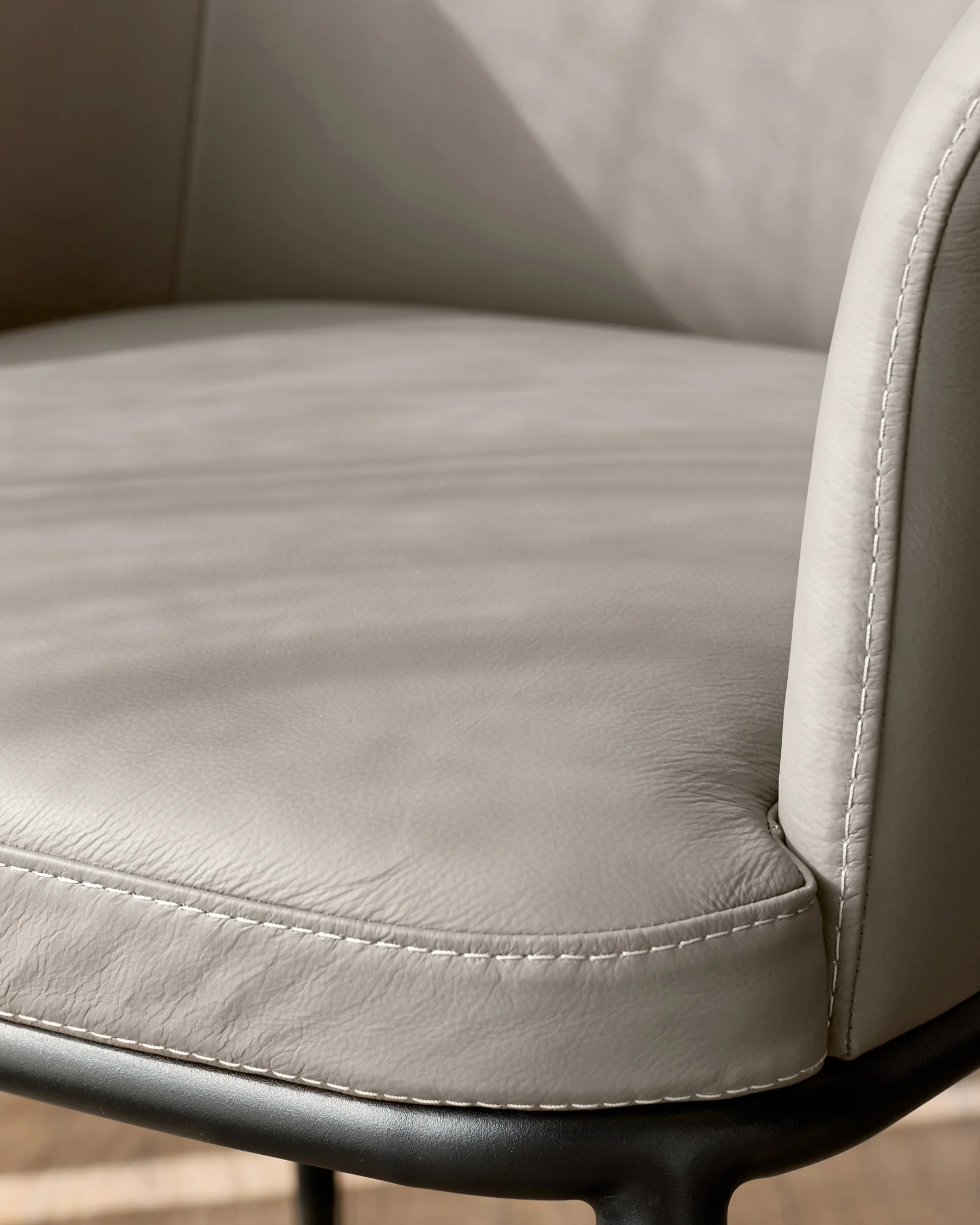 Logan light grey leather dining chair - Image 7
