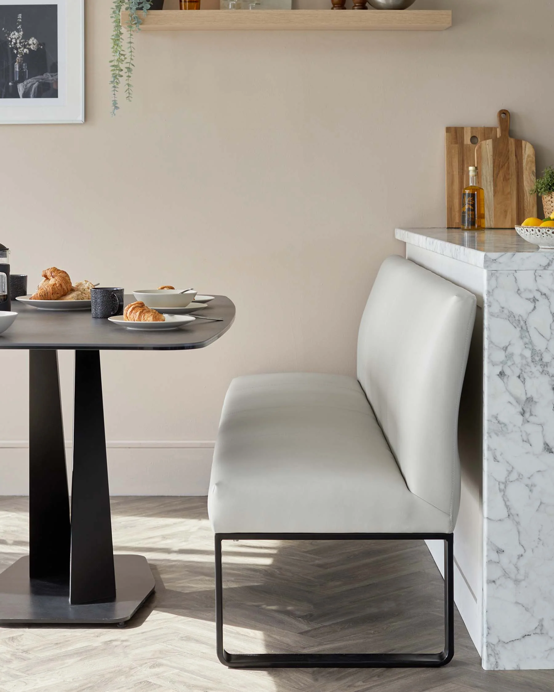 Loop Light Grey 3 Seater Dining Bench With Backrest - Image 4