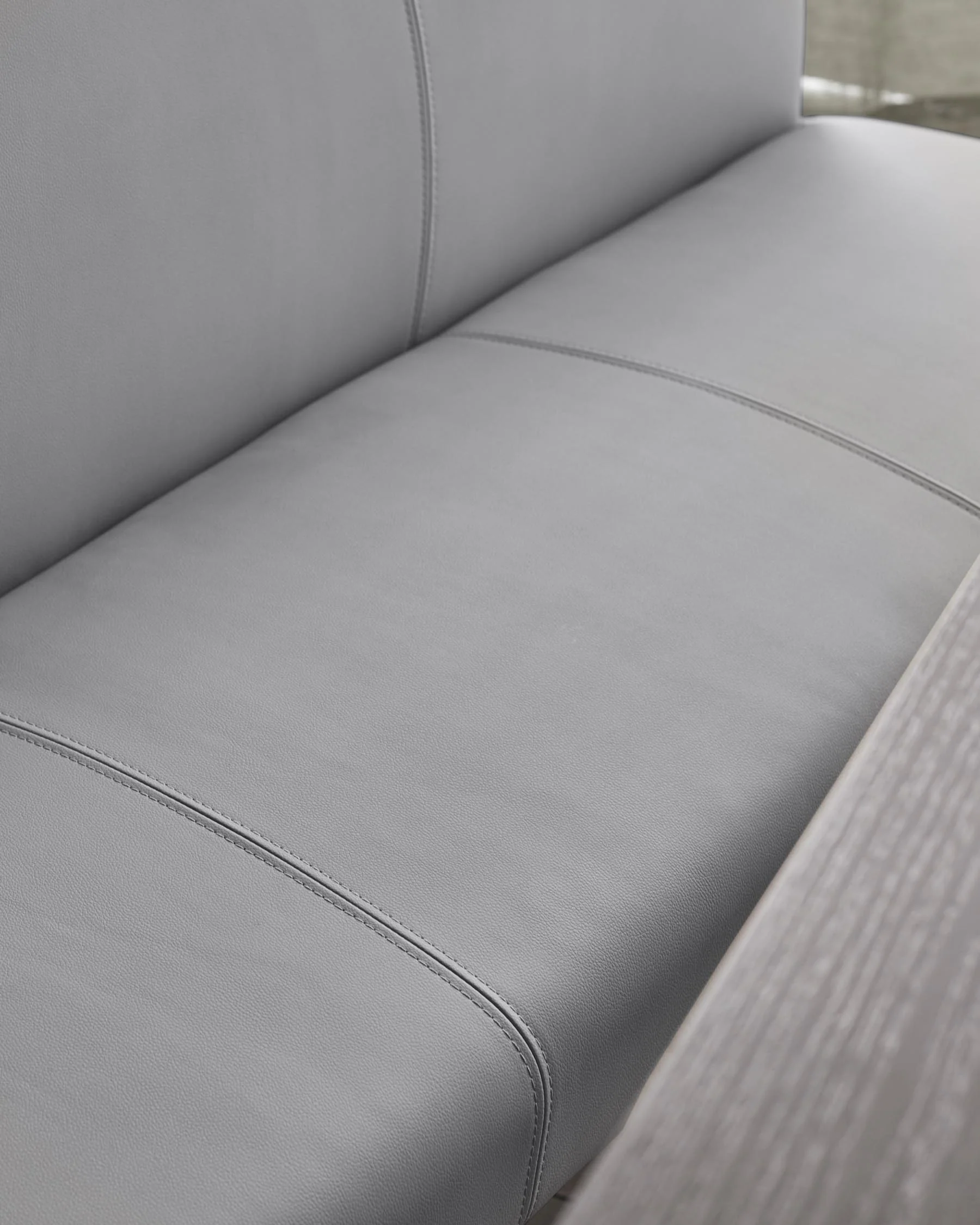 Loop 3 Seater Grey Faux Leather & Stainless Steel Dining Bench With Backrest - Image 6