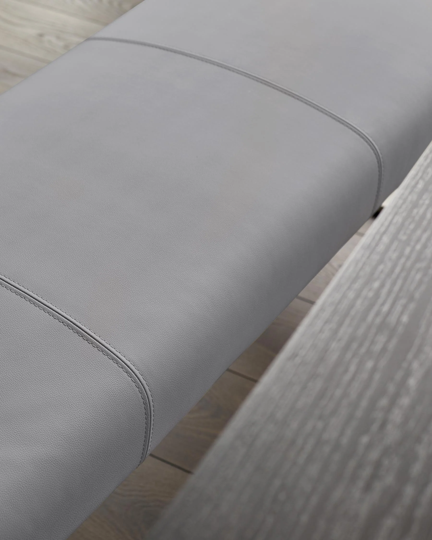 Loop 3 Seater Grey Faux Leather & Stainless Steel Bench Without Backrest - Image 5