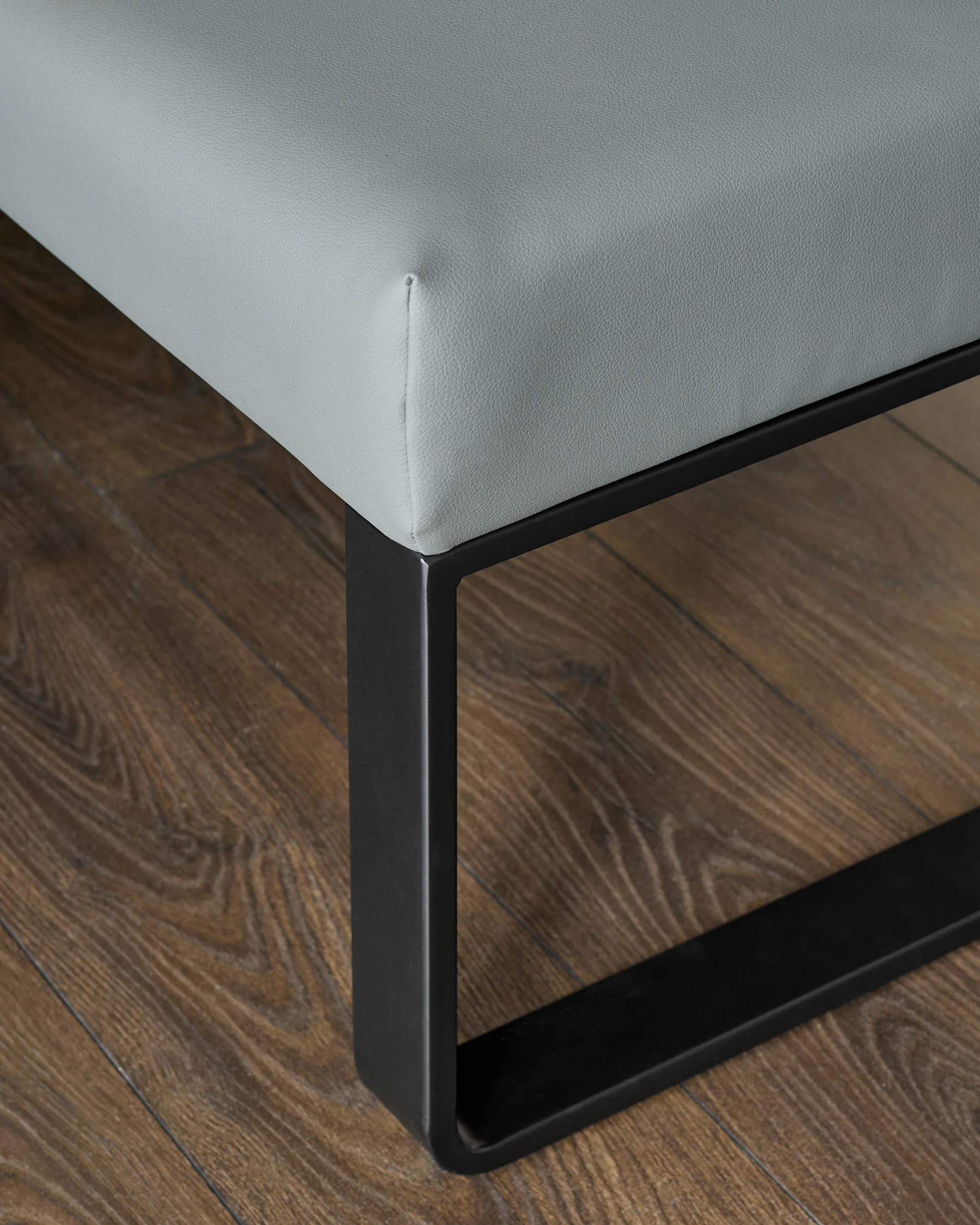Loop 5 Seater Faux Leather Mid Grey Left Hand Corner Dining Bench - Image 4