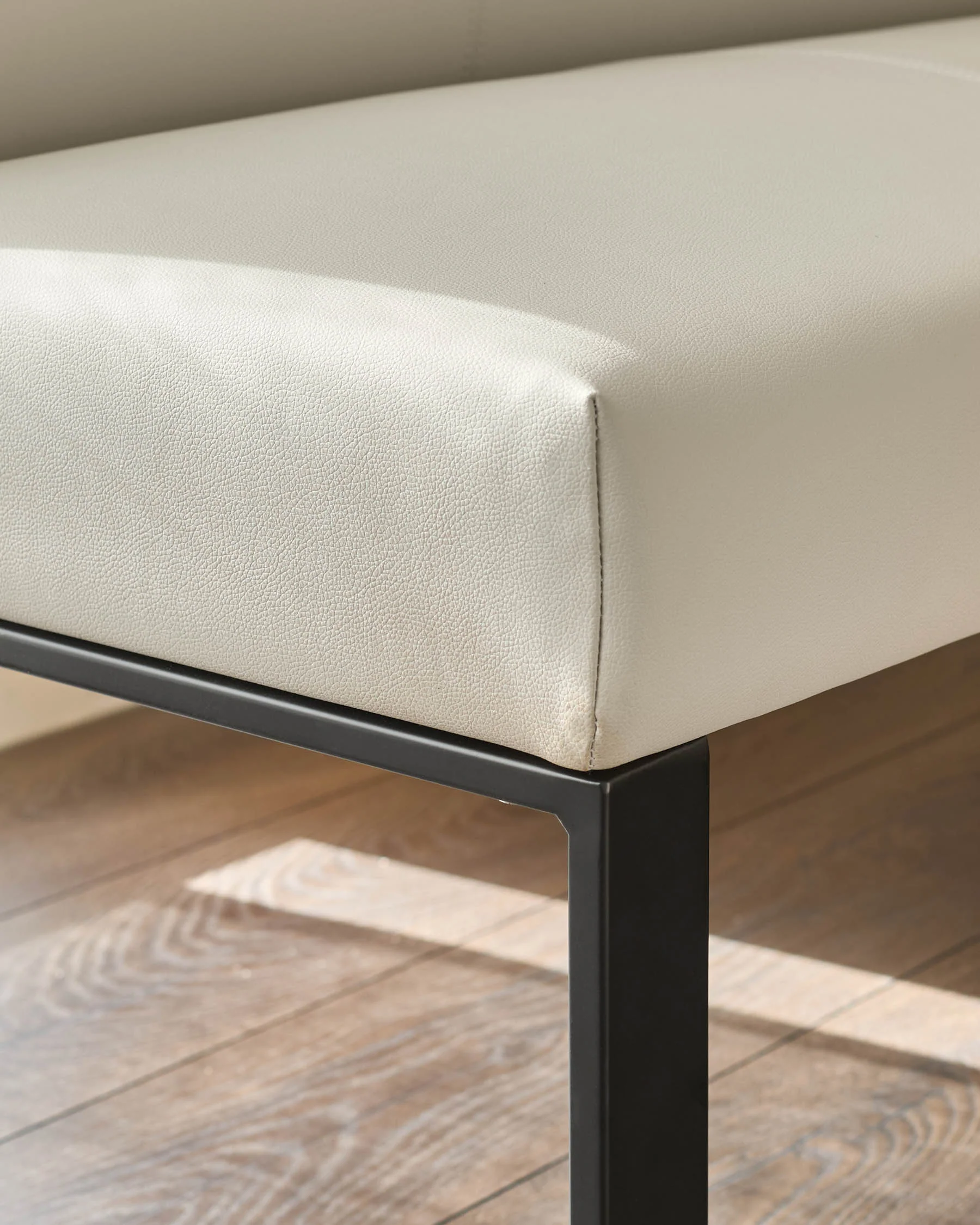 Loop 5 Seater Grey Faux Leather & Black Right Hand Corner Dining Bench - Image 6