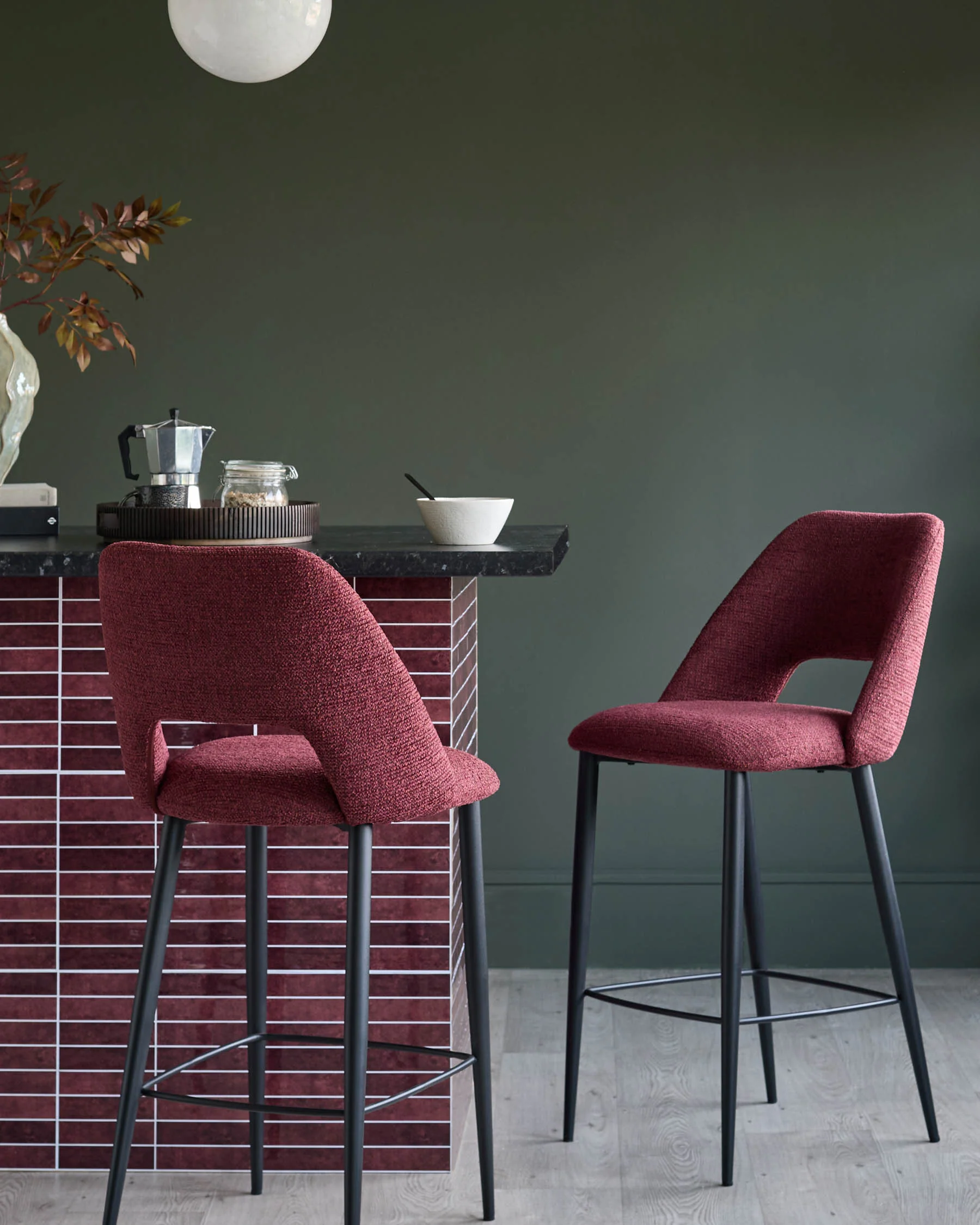 Lottie berry red fabric bar stool - Image 2