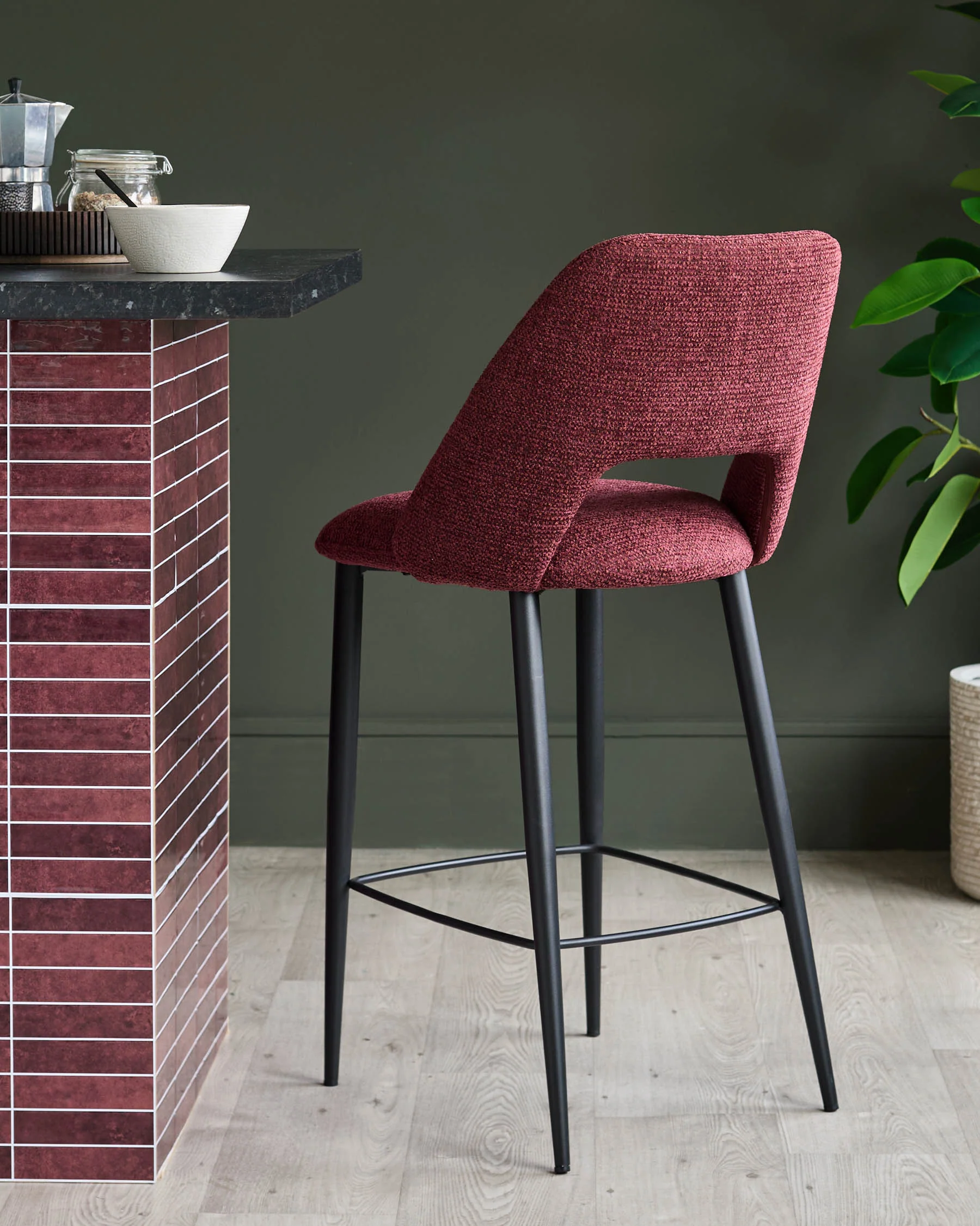 Lottie berry red fabric bar stool - Image 3