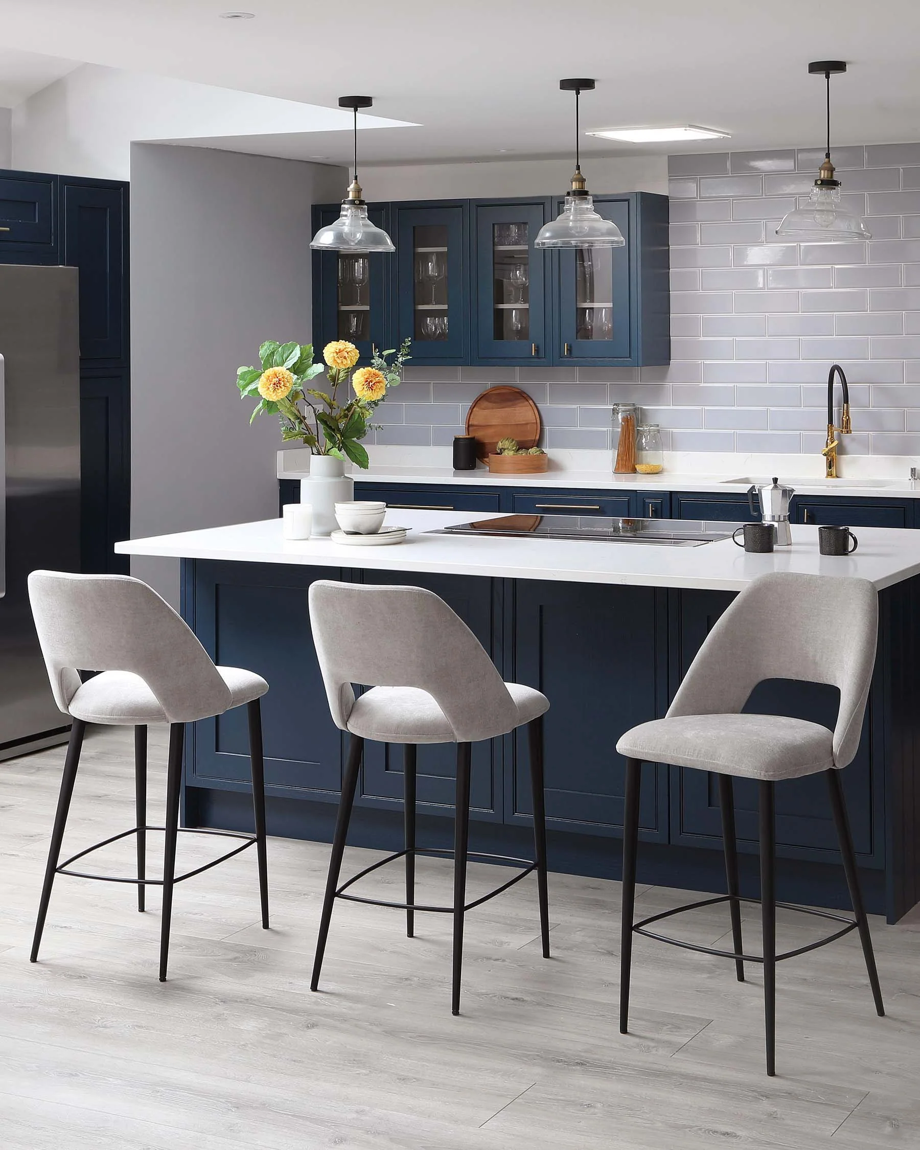 Lottie Mid Grey Fabric Bar Stool - Image 3