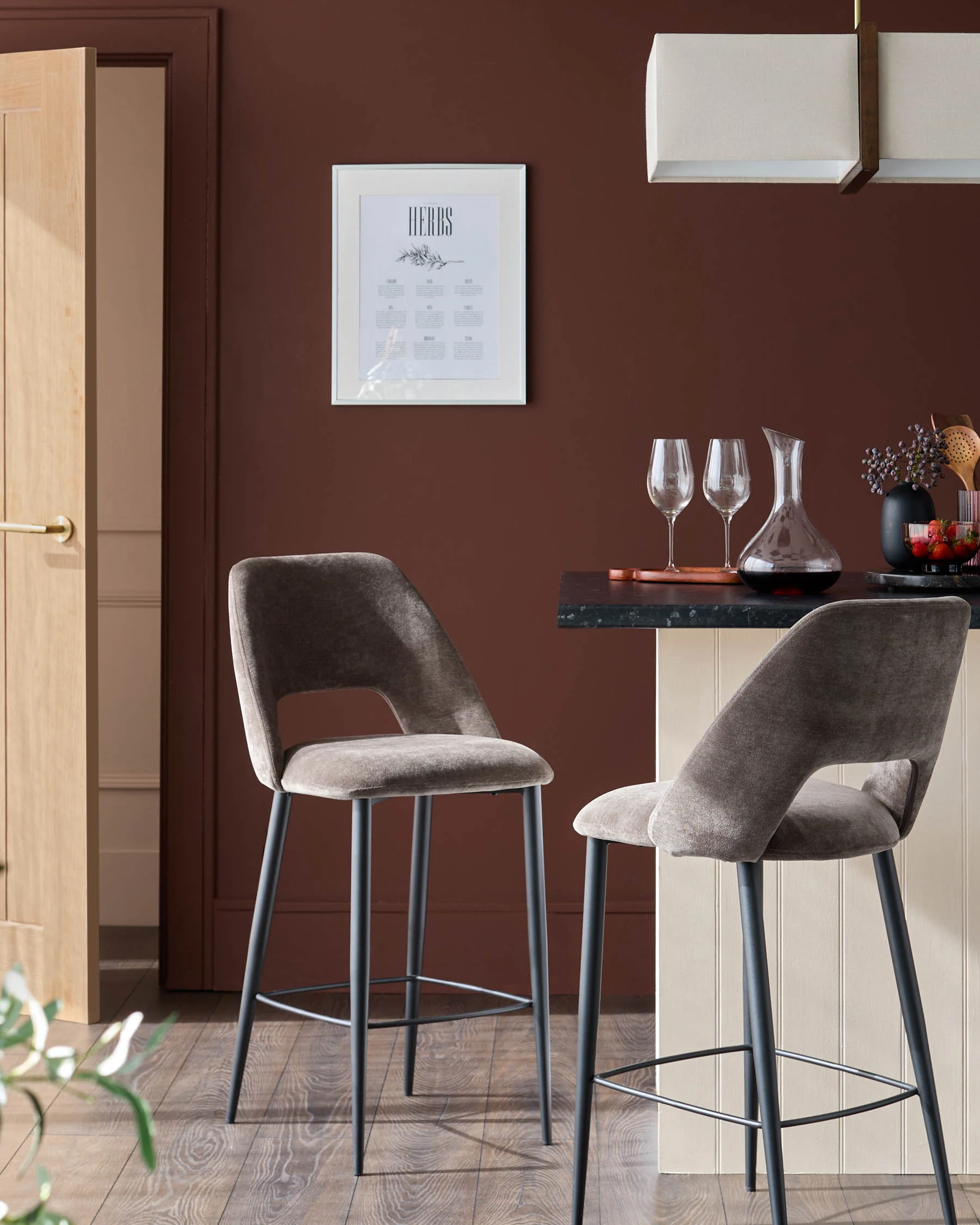 Lottie mocha fabric bar stool - Image 2
