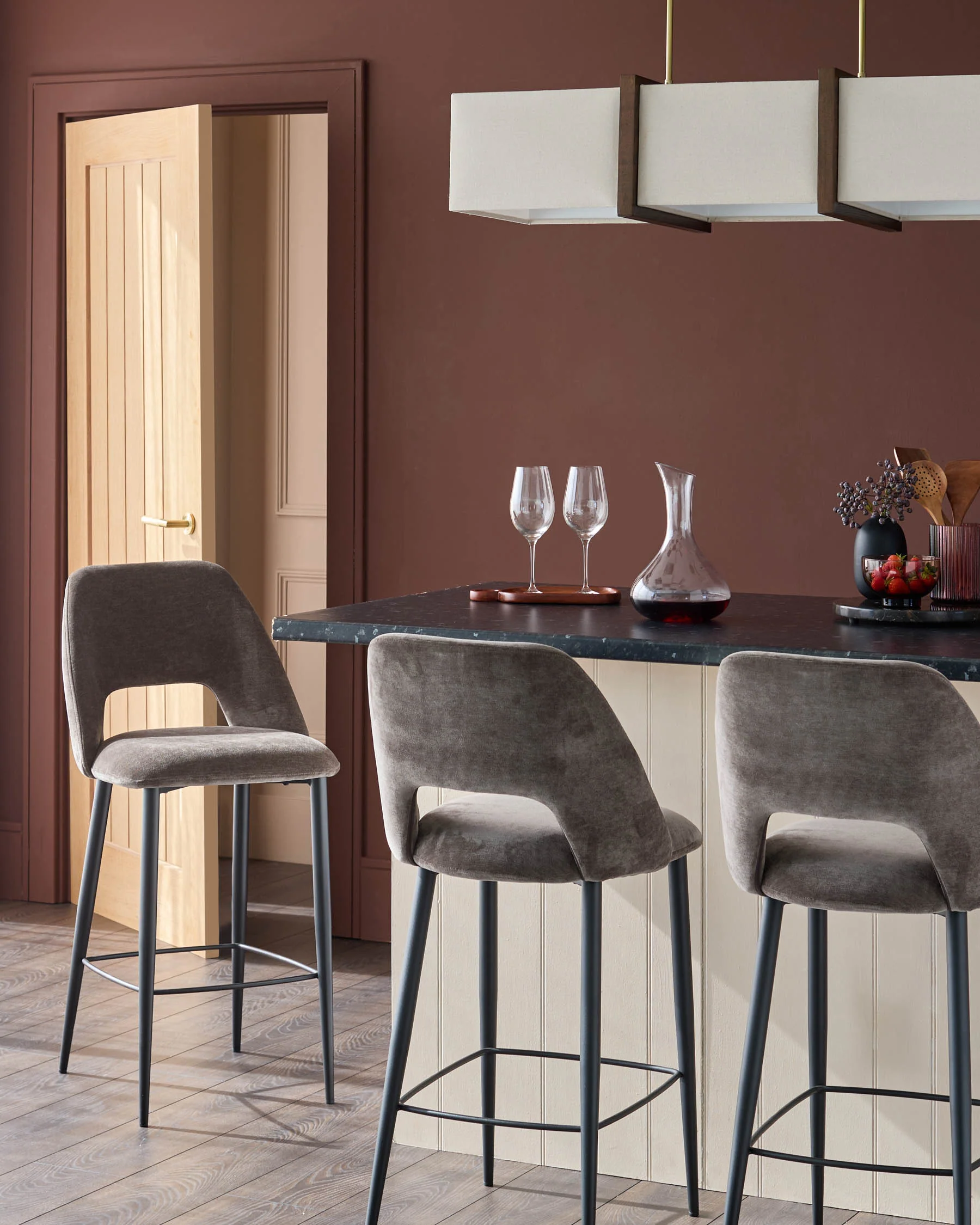 Lottie mocha fabric bar stool - Image 3